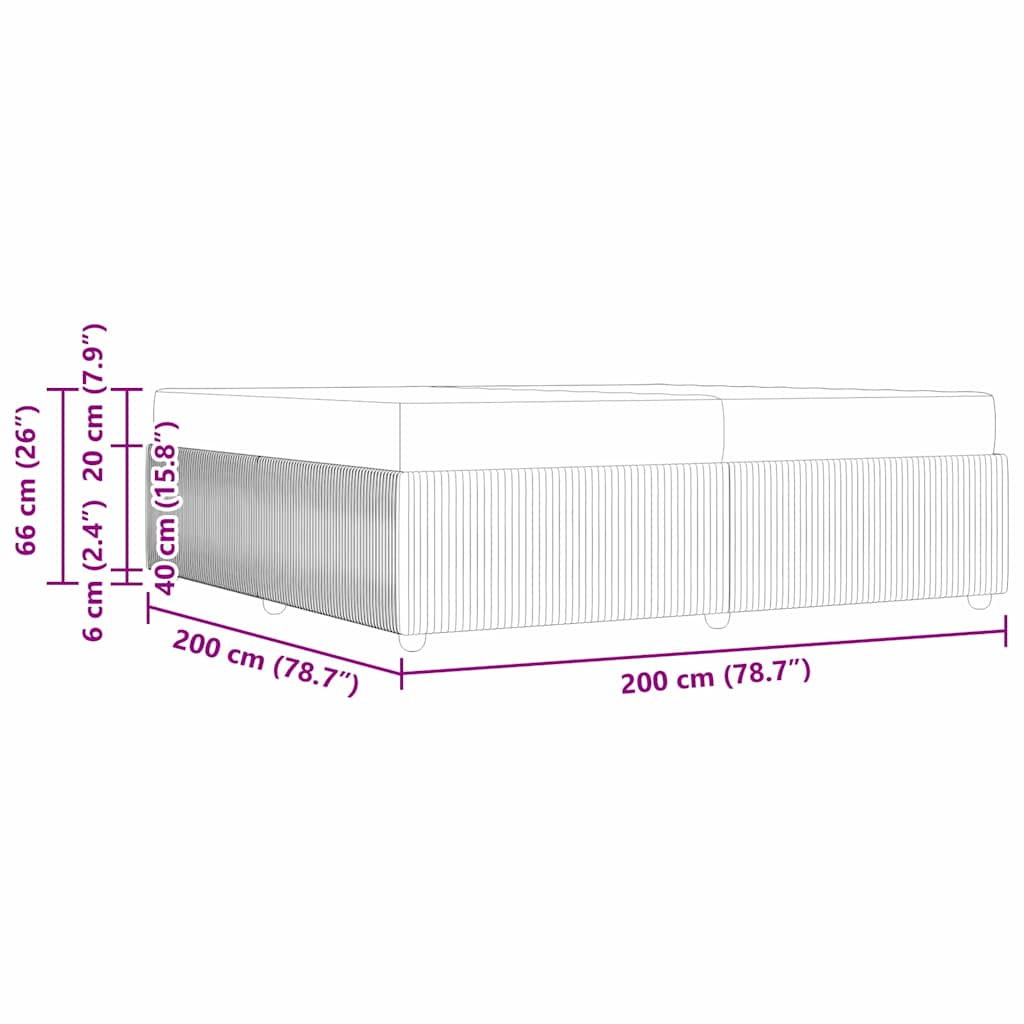Cadre de lit avec matelas Gris clair 200 x 200 cm tissu - XIOS