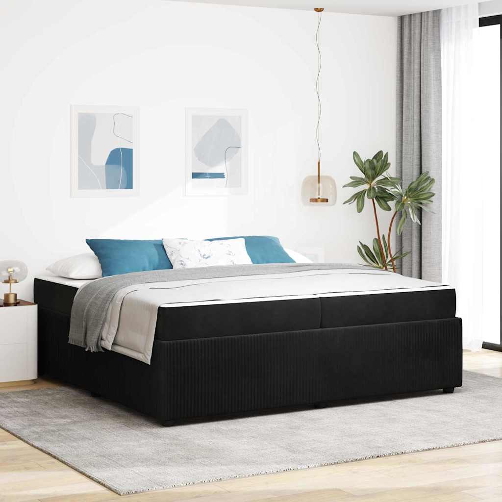 Cadre de lit avec matelas Noir 200 x 200 cm tissu - XIOS