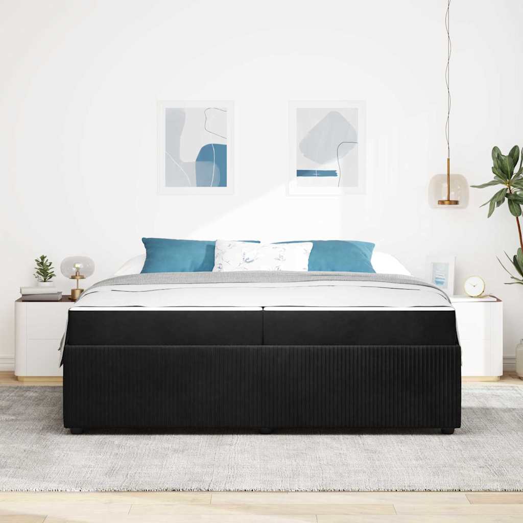 Cadre de lit avec matelas Noir 200 x 200 cm tissu - XIOS