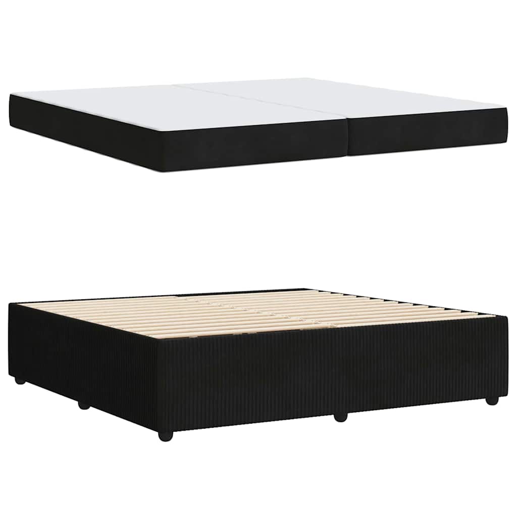 Cadre de lit avec matelas Noir 200 x 200 cm tissu - XIOS
