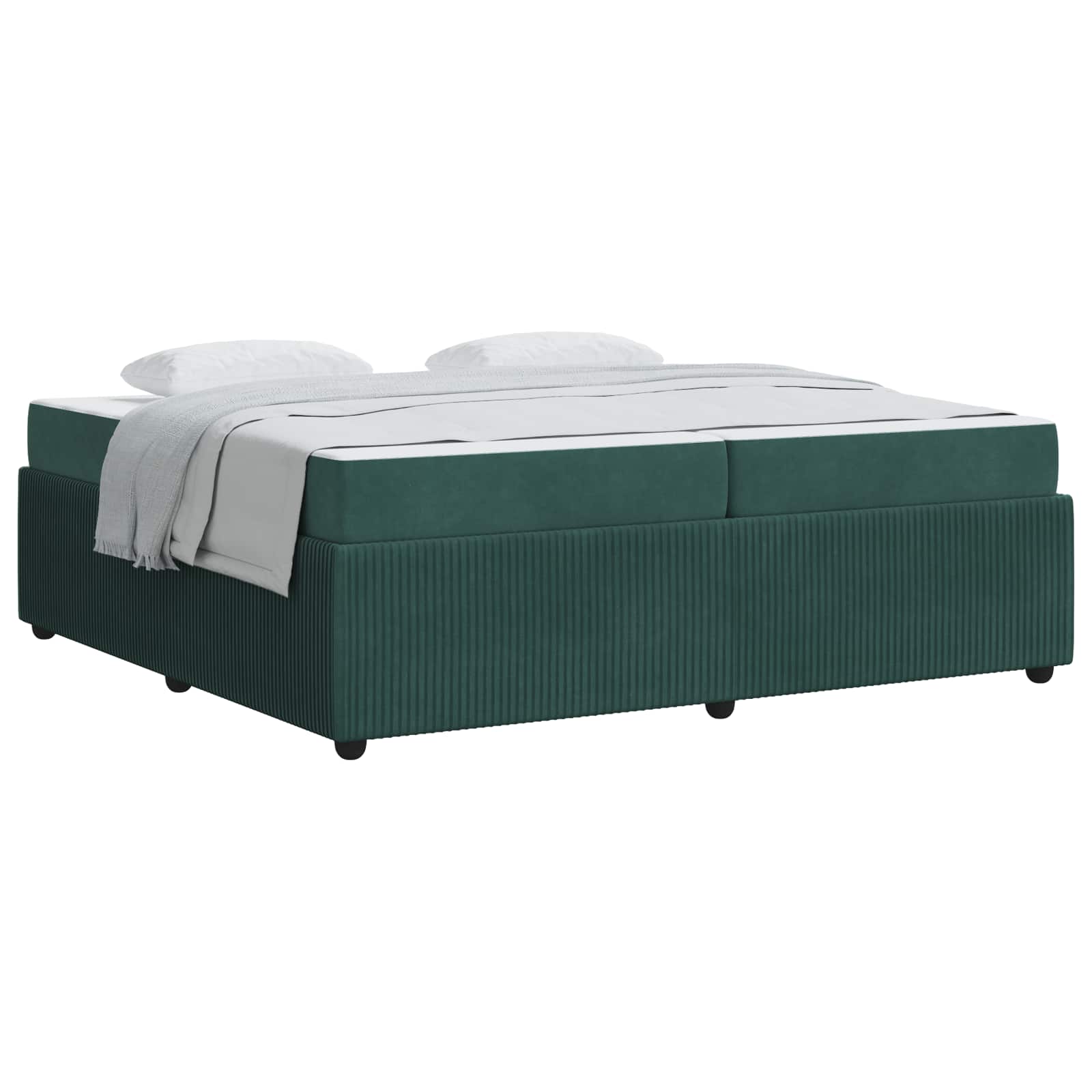 Cadre de lit avec matelas Vert foncé 200 x 200 cm tissu - XIOS