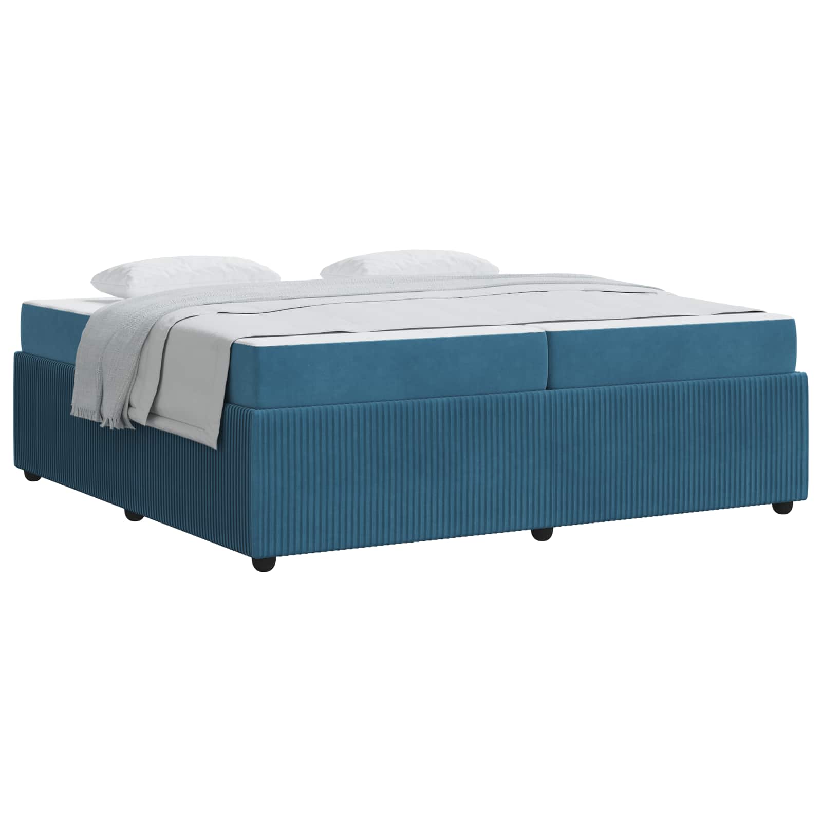 Cadre de lit avec matelas Bleu 200 x 200 cm tissu - XIOS
