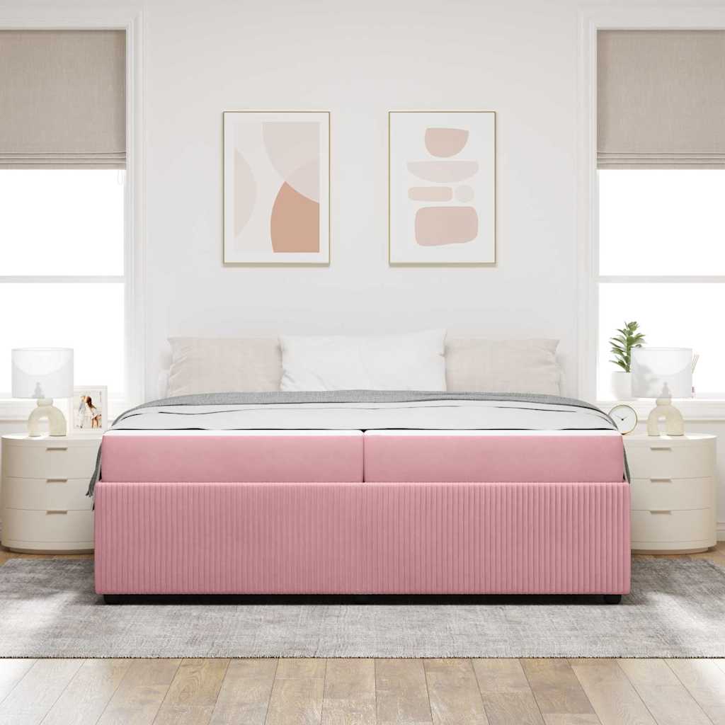 Cadre de lit avec matelas Rose 200 x 200 cm tissu - XIOS
