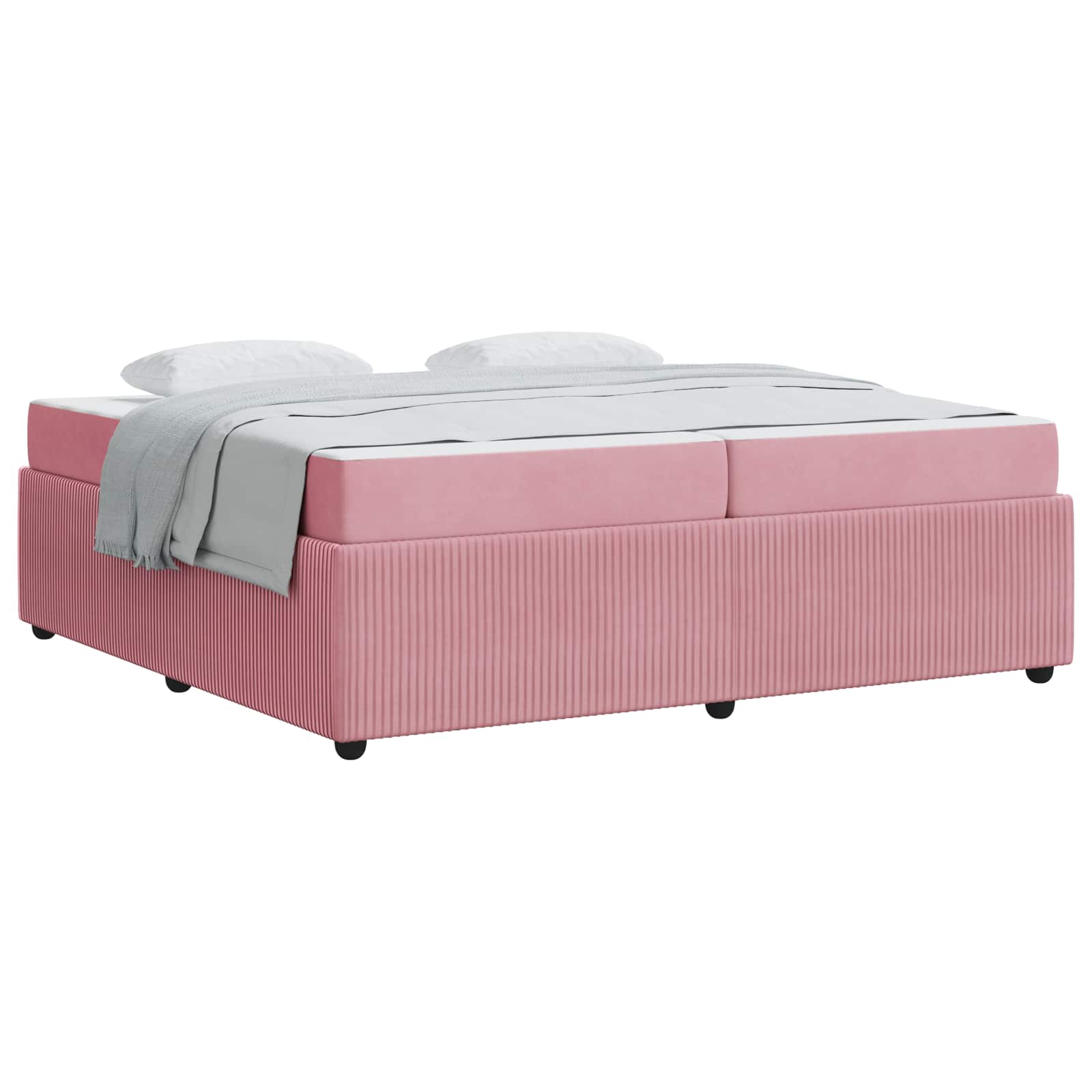 Cadre de lit avec matelas Rose 200 x 200 cm tissu - XIOS