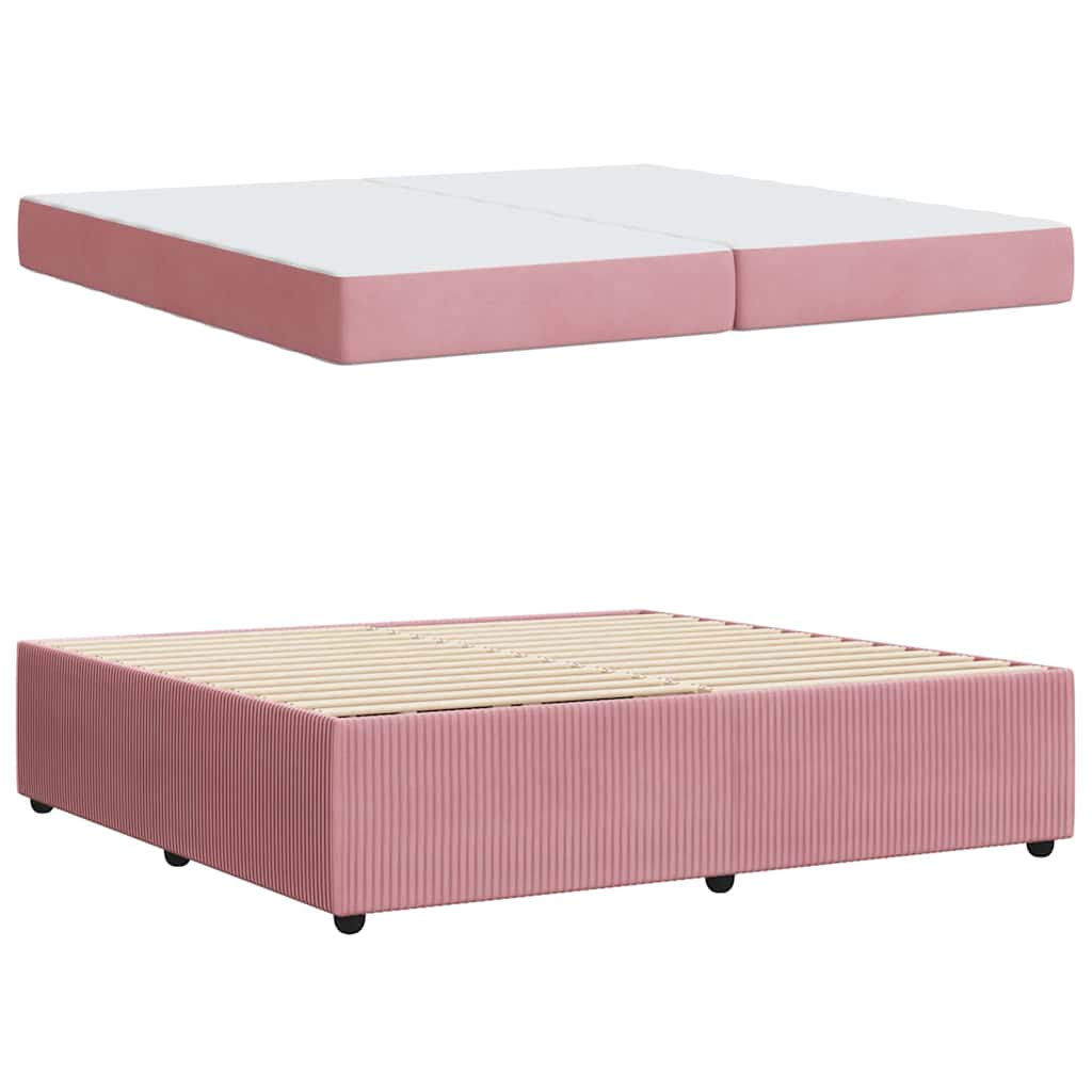 Cadre de lit avec matelas Rose 200 x 200 cm tissu - XIOS