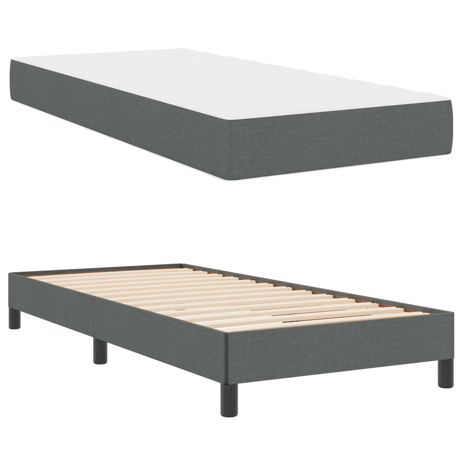 Lit à ressorts avec matelas Gris foncé 80 x 200 cm tissu - XIOS