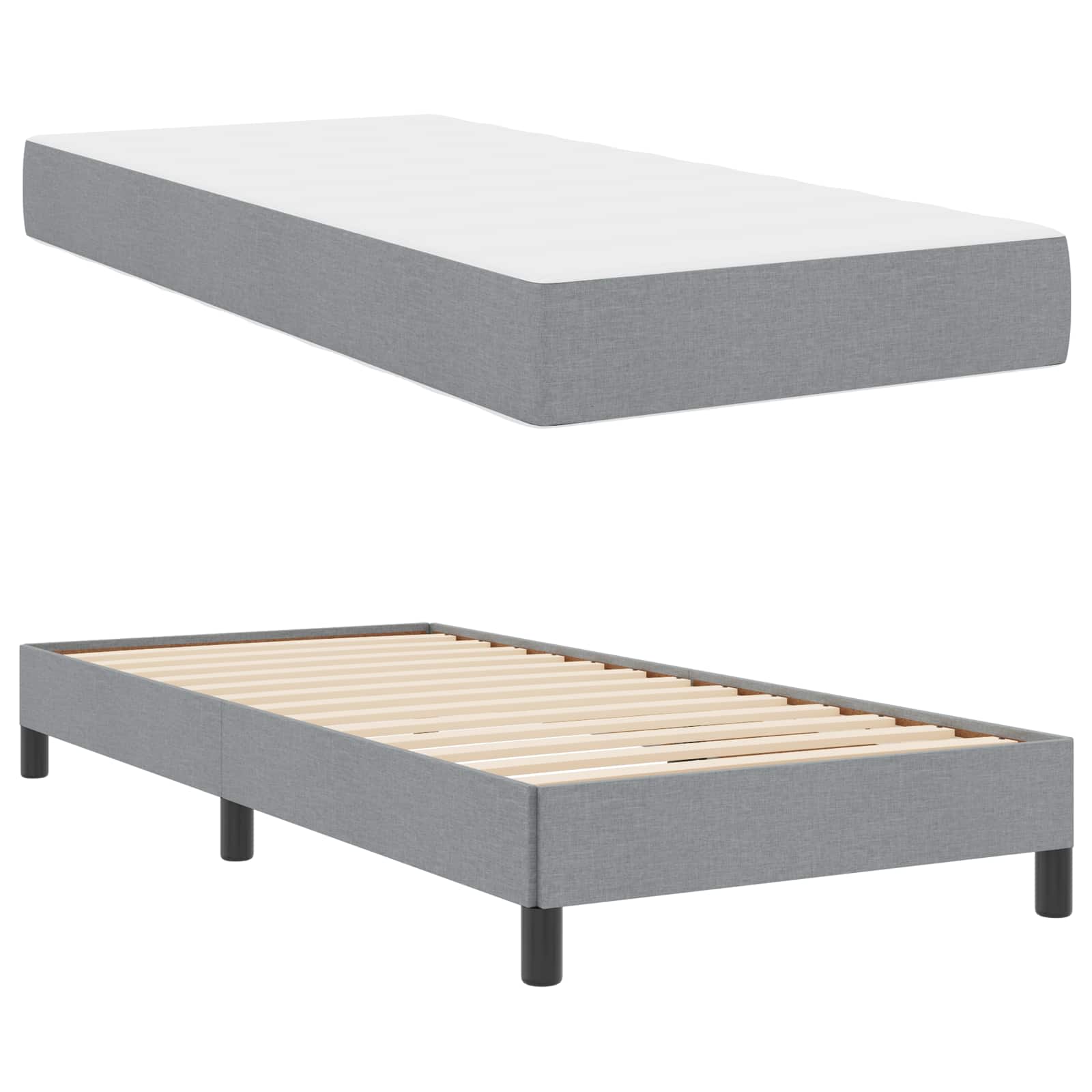 Lit à ressorts avec matelas Gris clair 90 x 190 cm tissu - XIOS