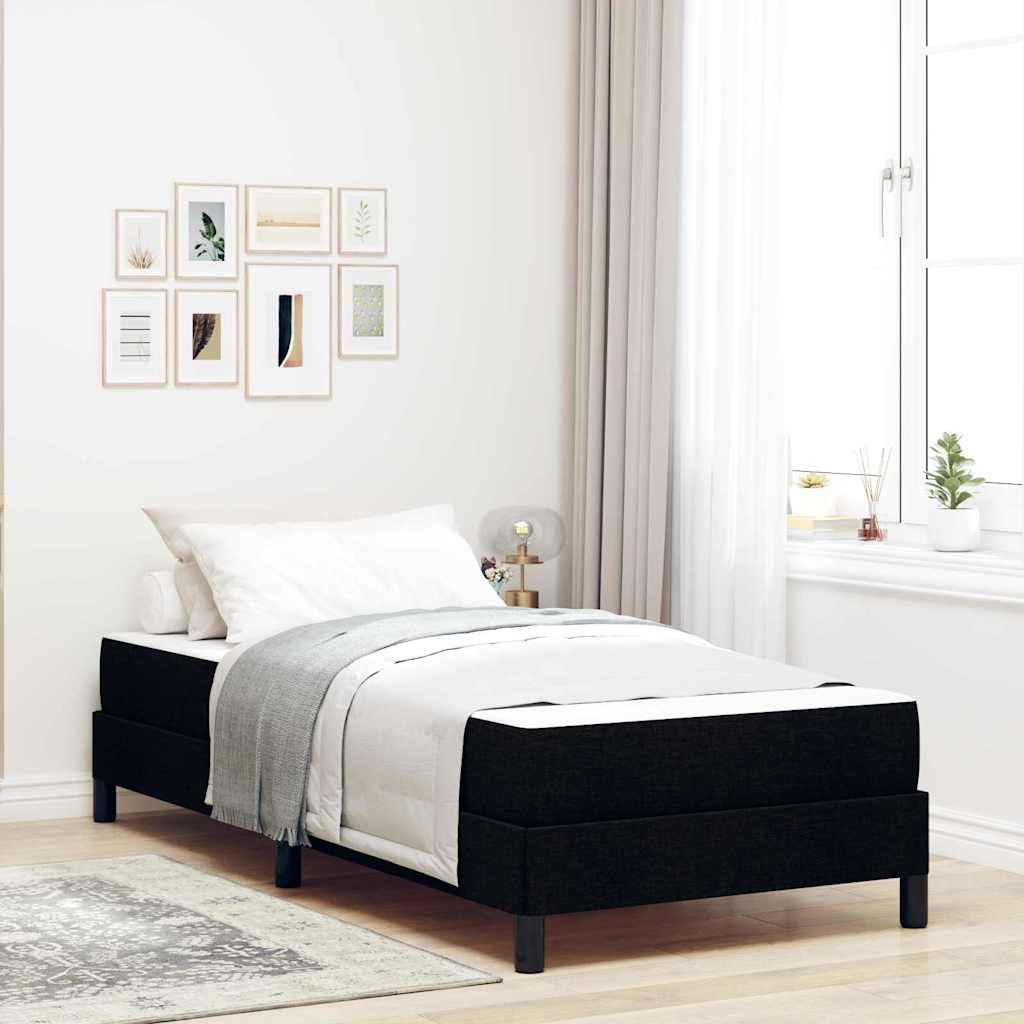 Lit à ressorts avec matelas Noir 90 x 190 cm tissu - XIOS