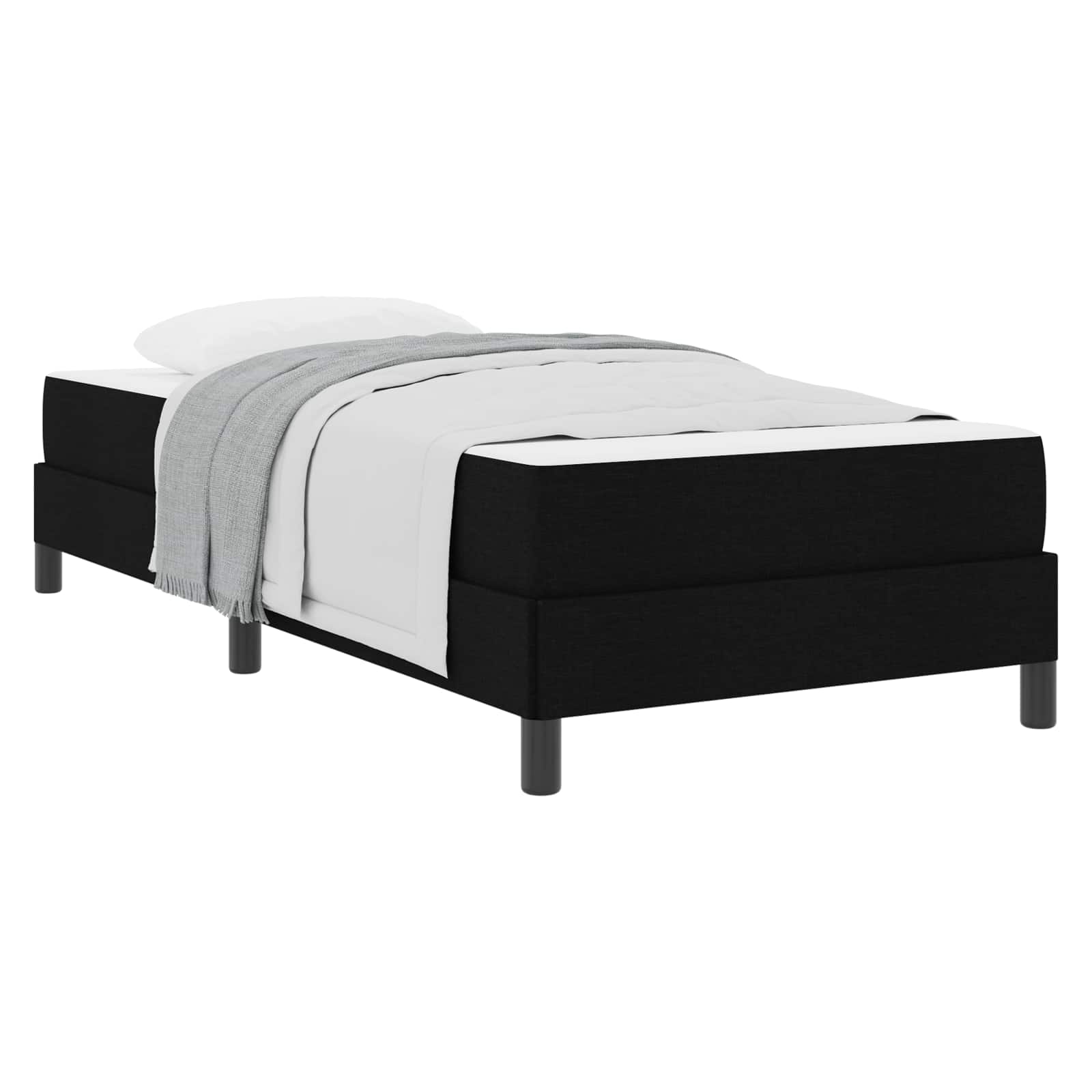 Lit à ressorts avec matelas Noir 90 x 190 cm tissu - XIOS