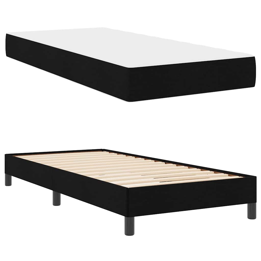 Lit à ressorts avec matelas Noir 90 x 190 cm tissu - XIOS
