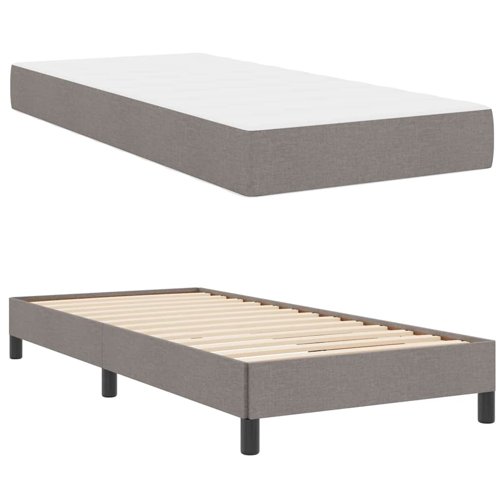 Lit à ressorts avec matelas Taupe 90 x 200 cm tissu - XIOS