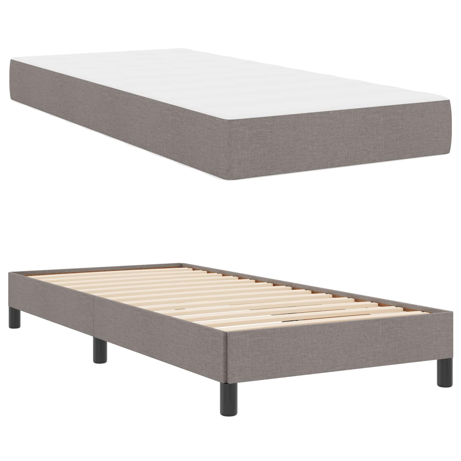 Lit à ressorts avec matelas Taupe 100 x 200 cm tissu - XIOS