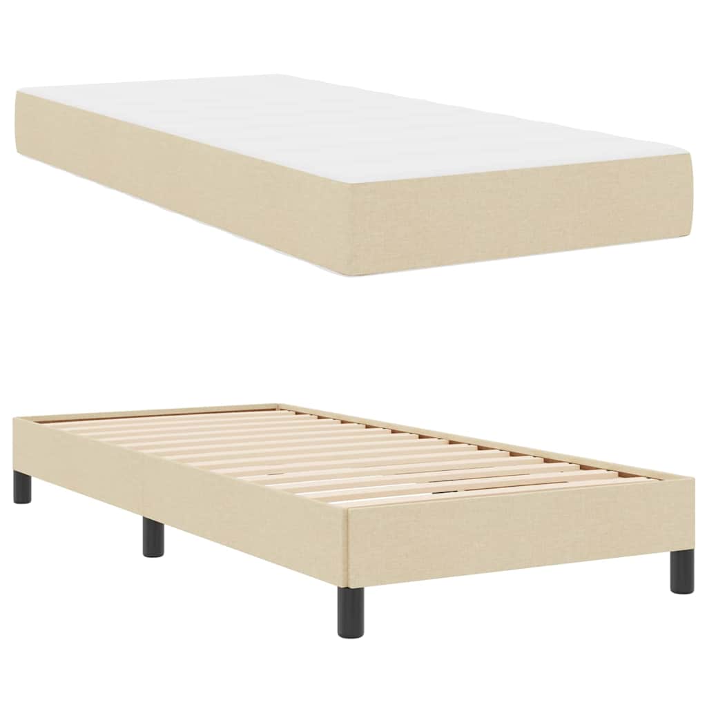 Lit à ressorts avec matelas Crème 100 x 200 cm tissu - XIOS
