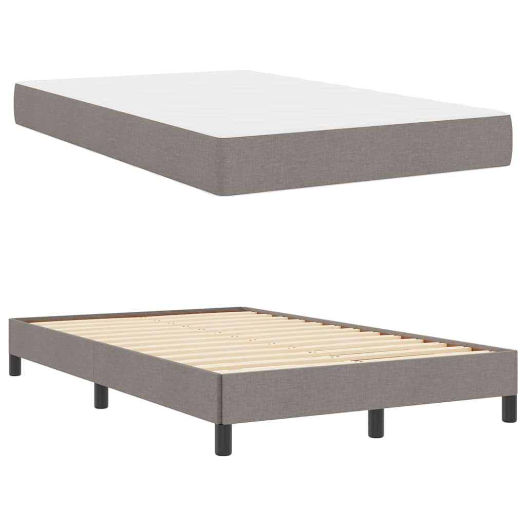 Lit à ressorts avec matelas Taupe 120 x 190 cm tissu - XIOS