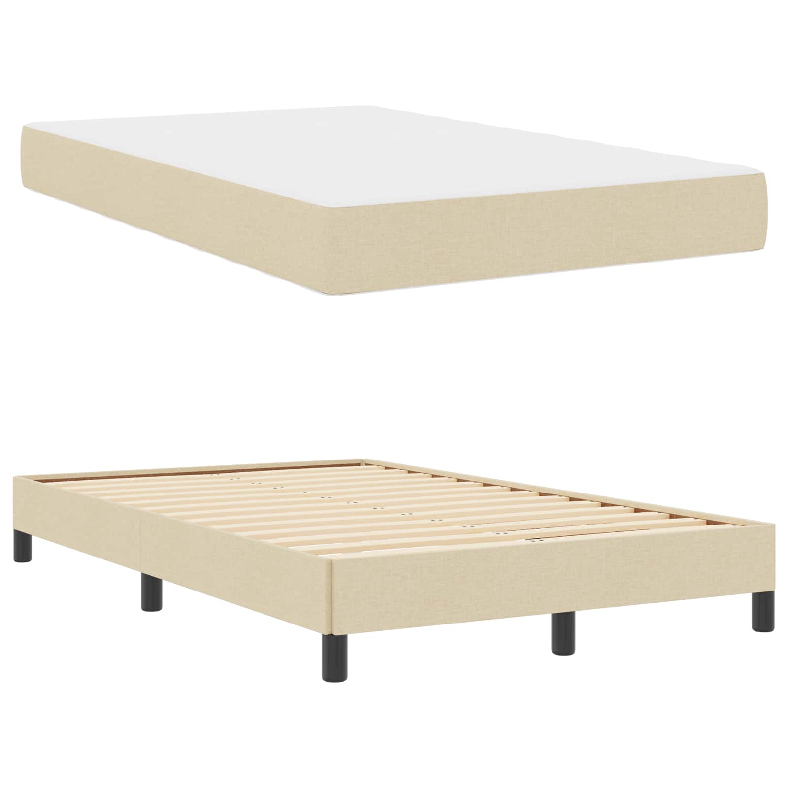 Lit à ressorts avec matelas Crème 120 x 200 cm tissu - XIOS