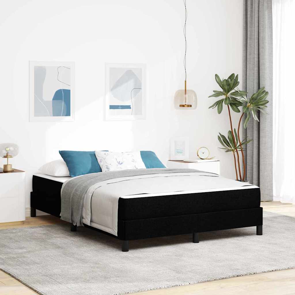 Lit à ressorts avec matelas Noir 140 x 190 cm tissu - XIOS