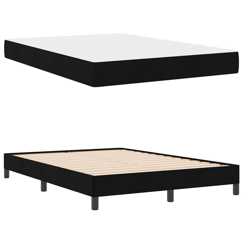 Lit à ressorts avec matelas Noir 140 x 190 cm tissu - XIOS