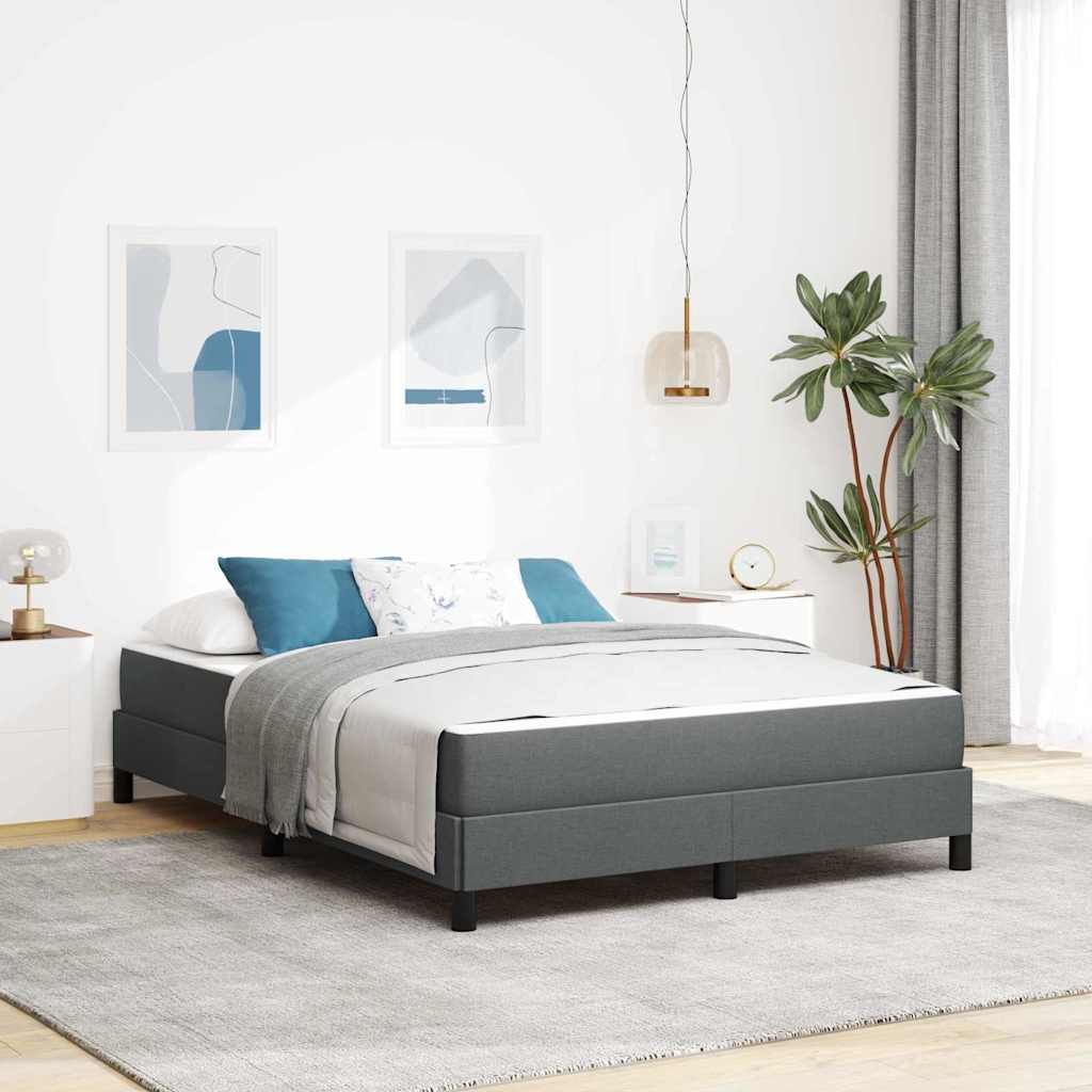 Lit à ressorts avec matelas Gris foncé 140 x 200 cm tissu - XIOS