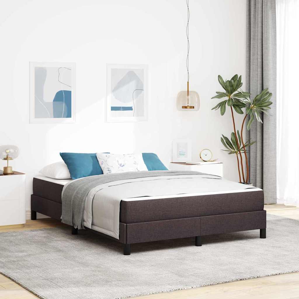 Lit à ressorts avec matelas Marron foncé 140 x 200 cm tissu - XIOS