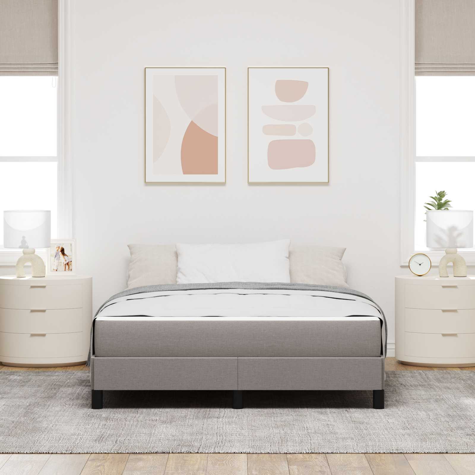 Lit à ressorts avec matelas Taupe 160 x 200 cm tissu - XIOS