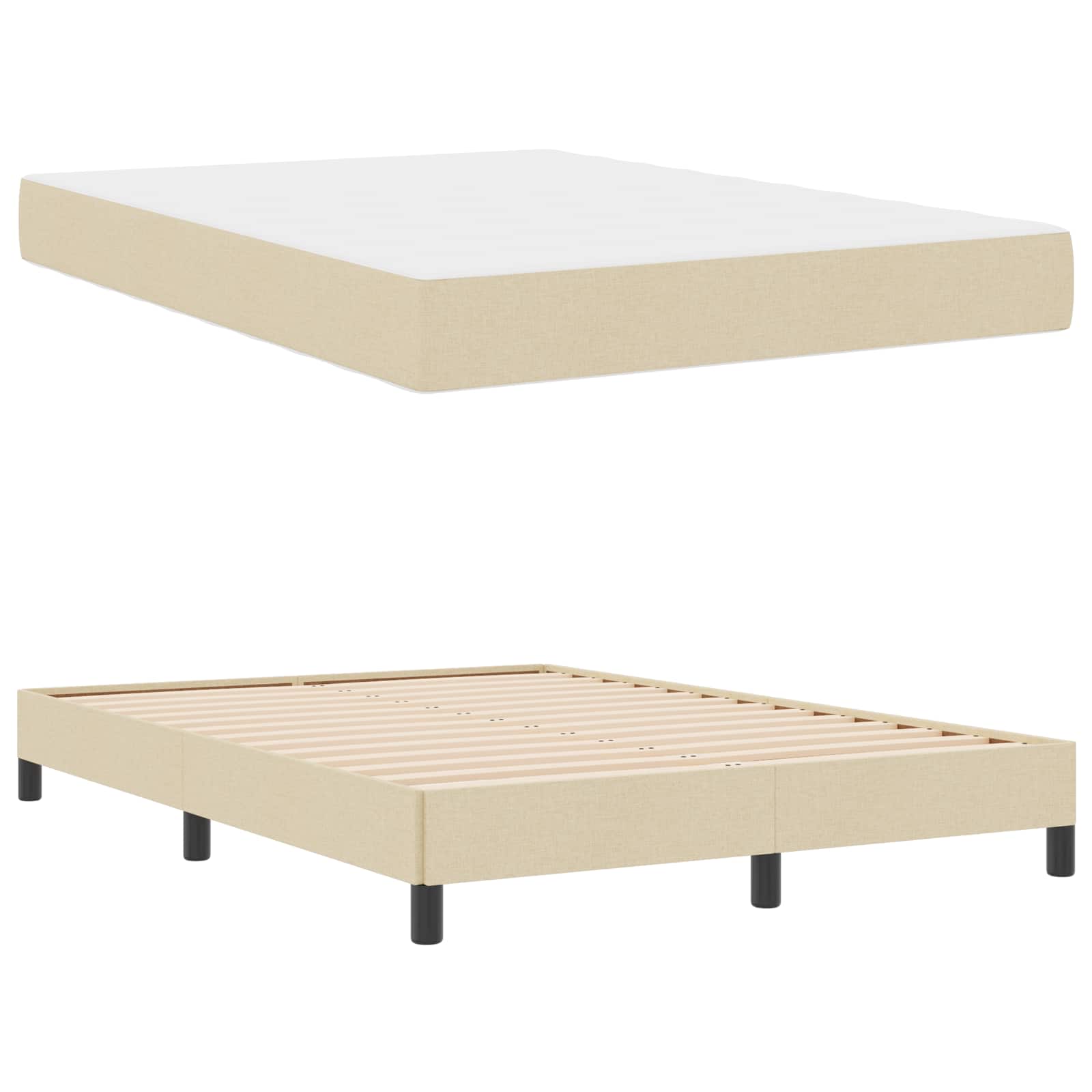 Lit à ressorts avec matelas Crème 160 x 200 cm tissu - XIOS