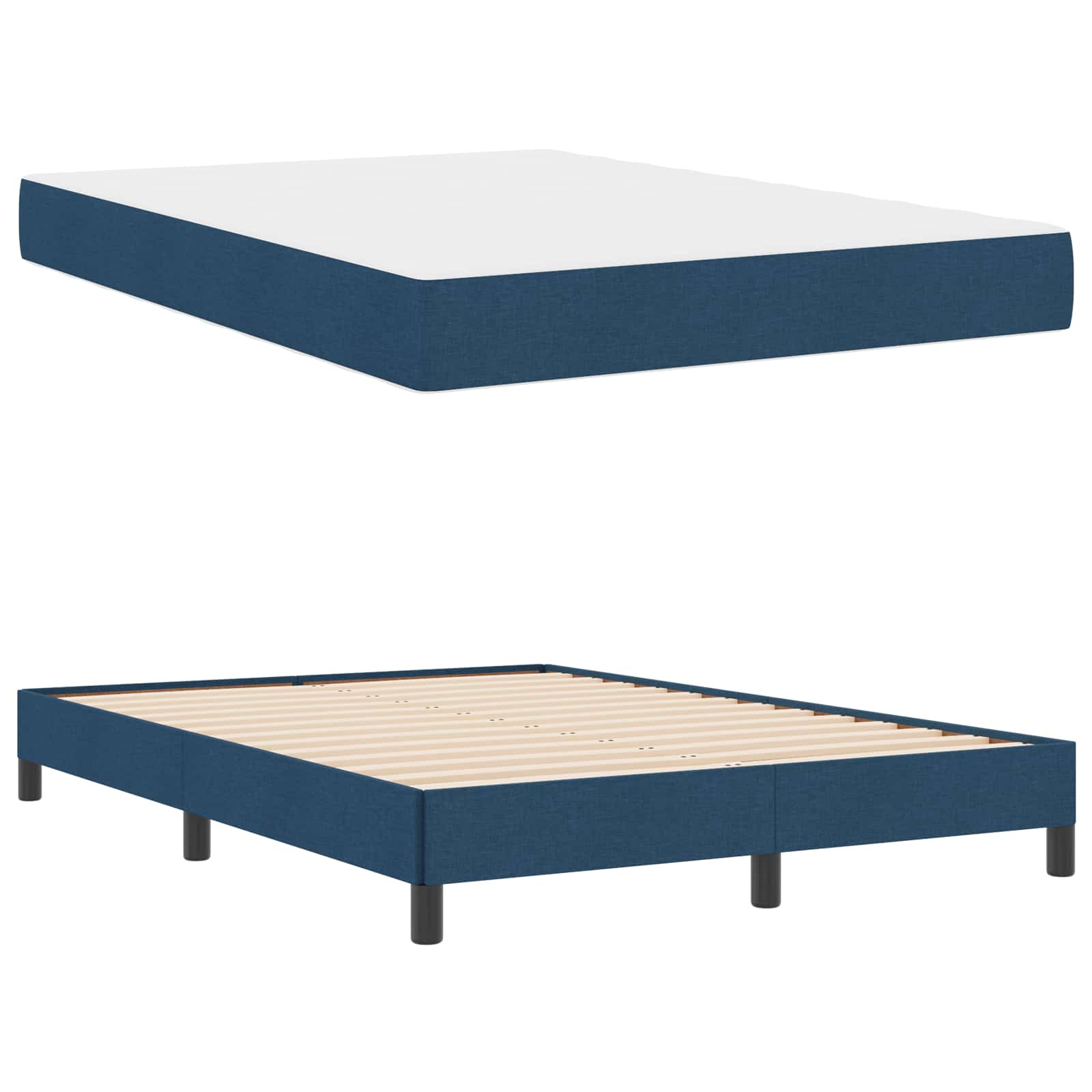 Lit à ressorts avec matelas Bleu 160 x 200 cm tissu - XIOS