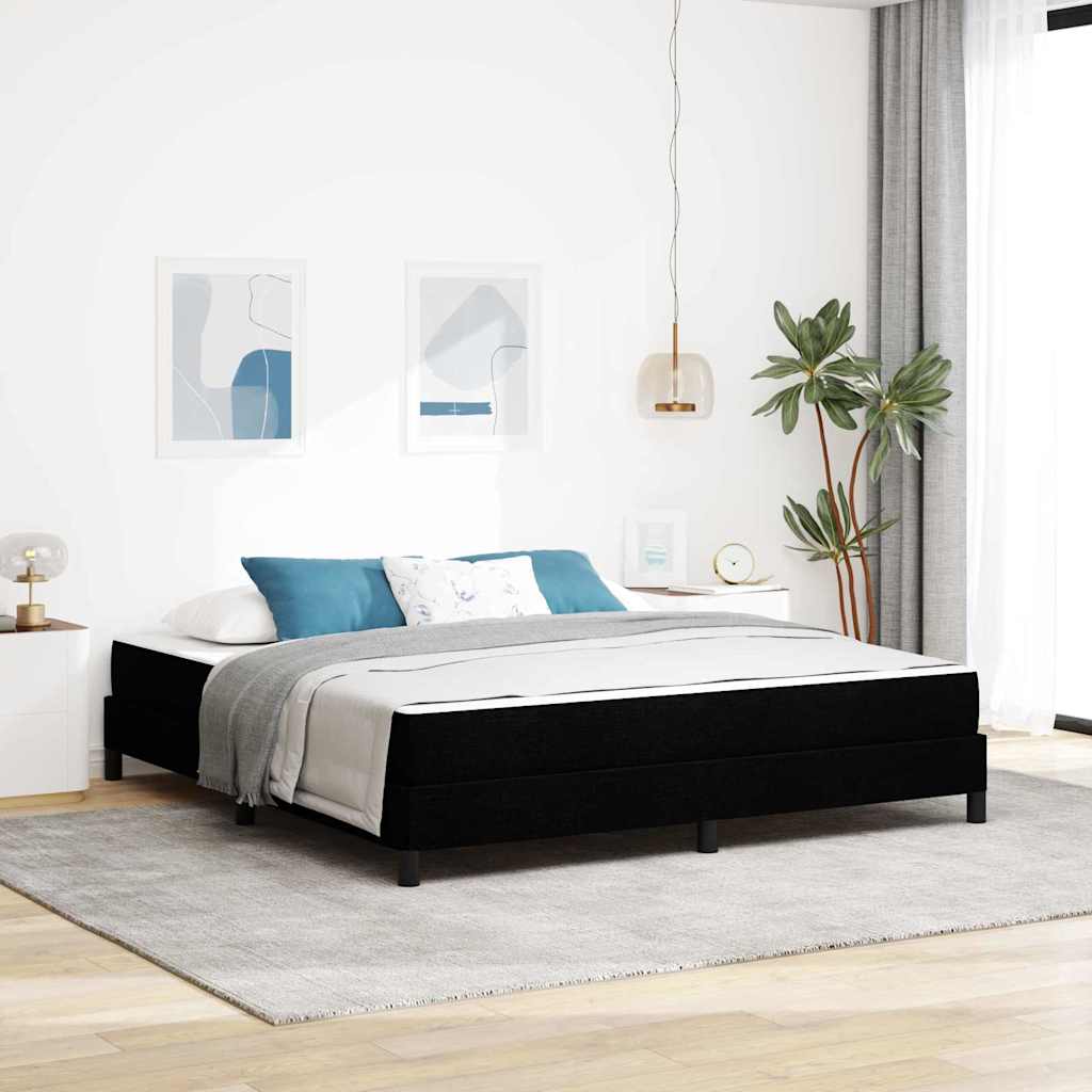 Lit à ressorts avec matelas Noir 180 x 200 cm tissu - XIOS
