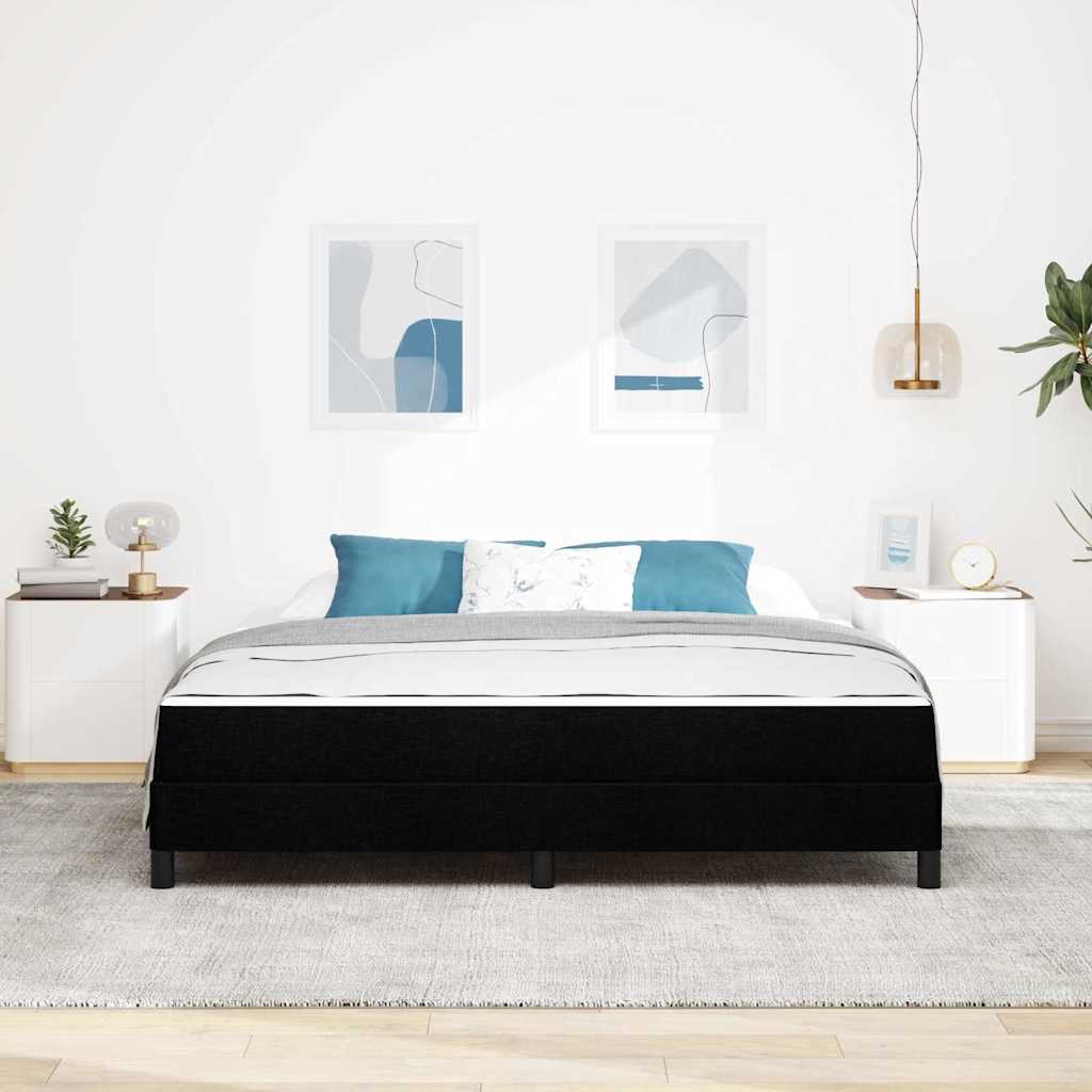 Lit à ressorts avec matelas Noir 180 x 200 cm tissu - XIOS