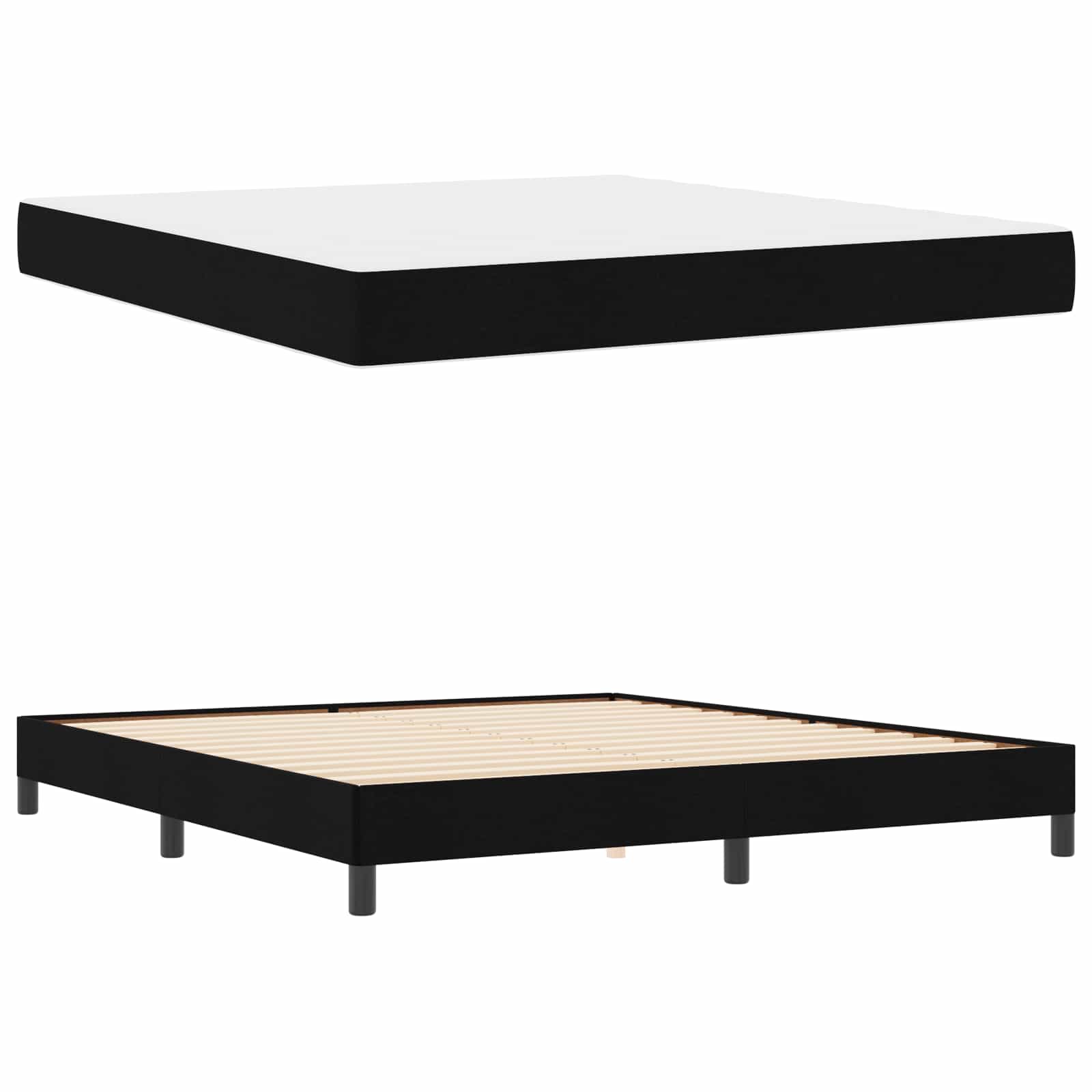 Lit à ressorts avec matelas Noir 180 x 200 cm tissu - XIOS