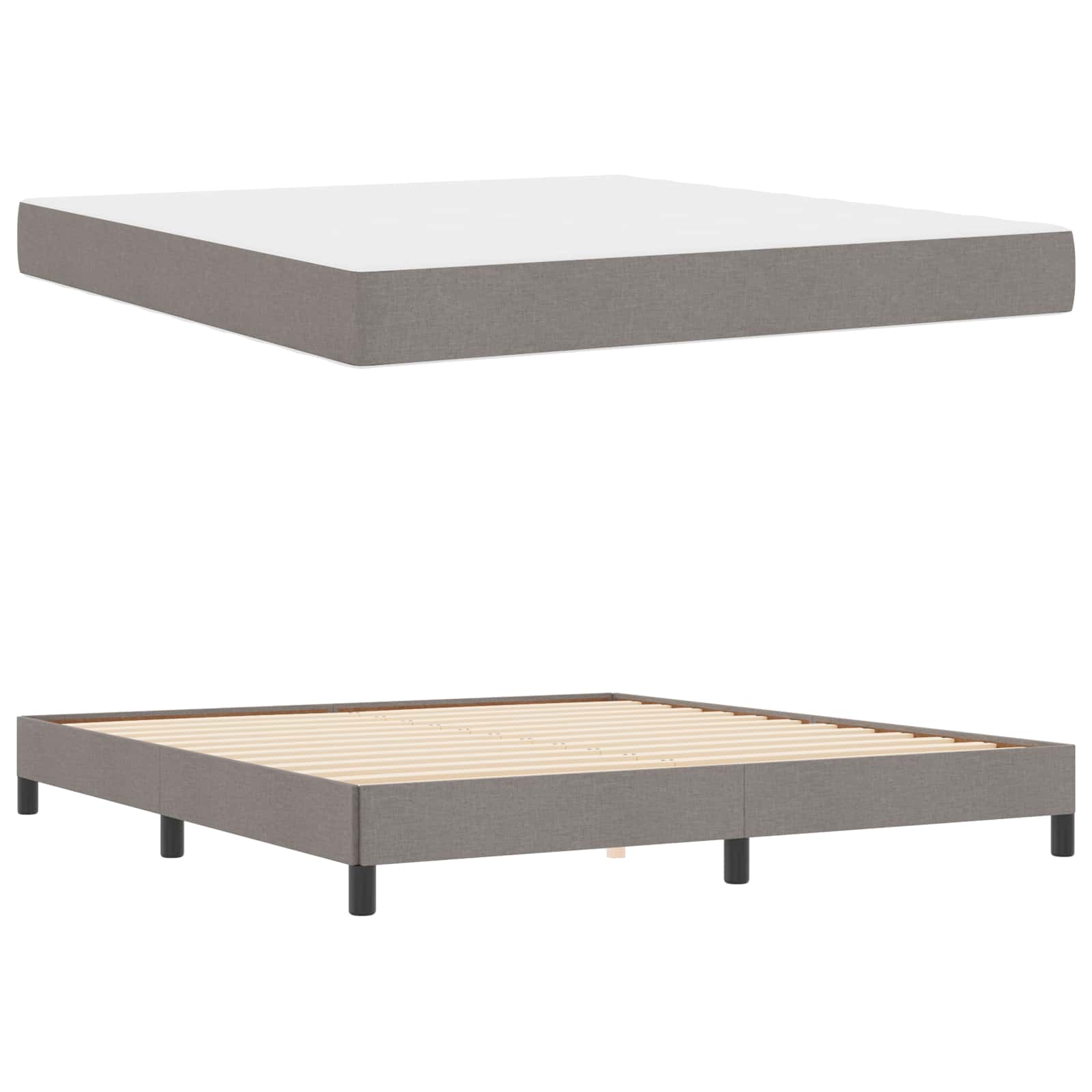 Lit à ressorts avec matelas Taupe 180 x 200 cm tissu - XIOS