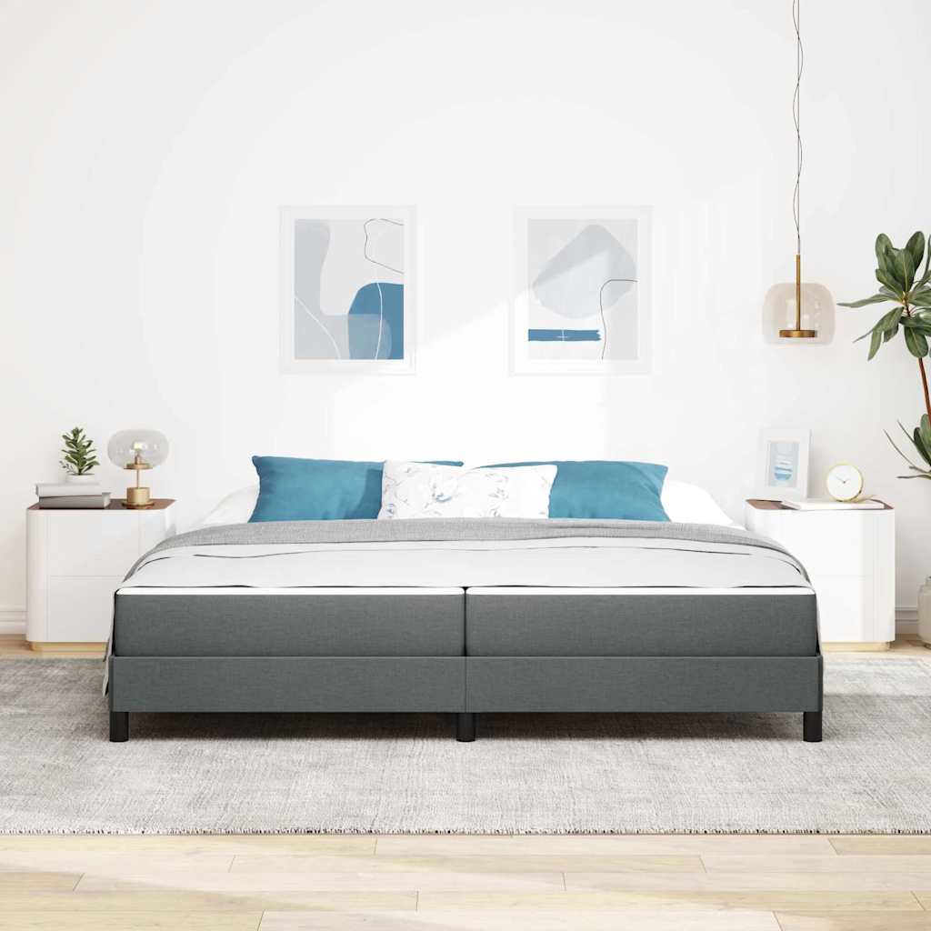 Lit à ressorts avec matelas Gris foncé 200 x 200 cm tissu - XIOS
