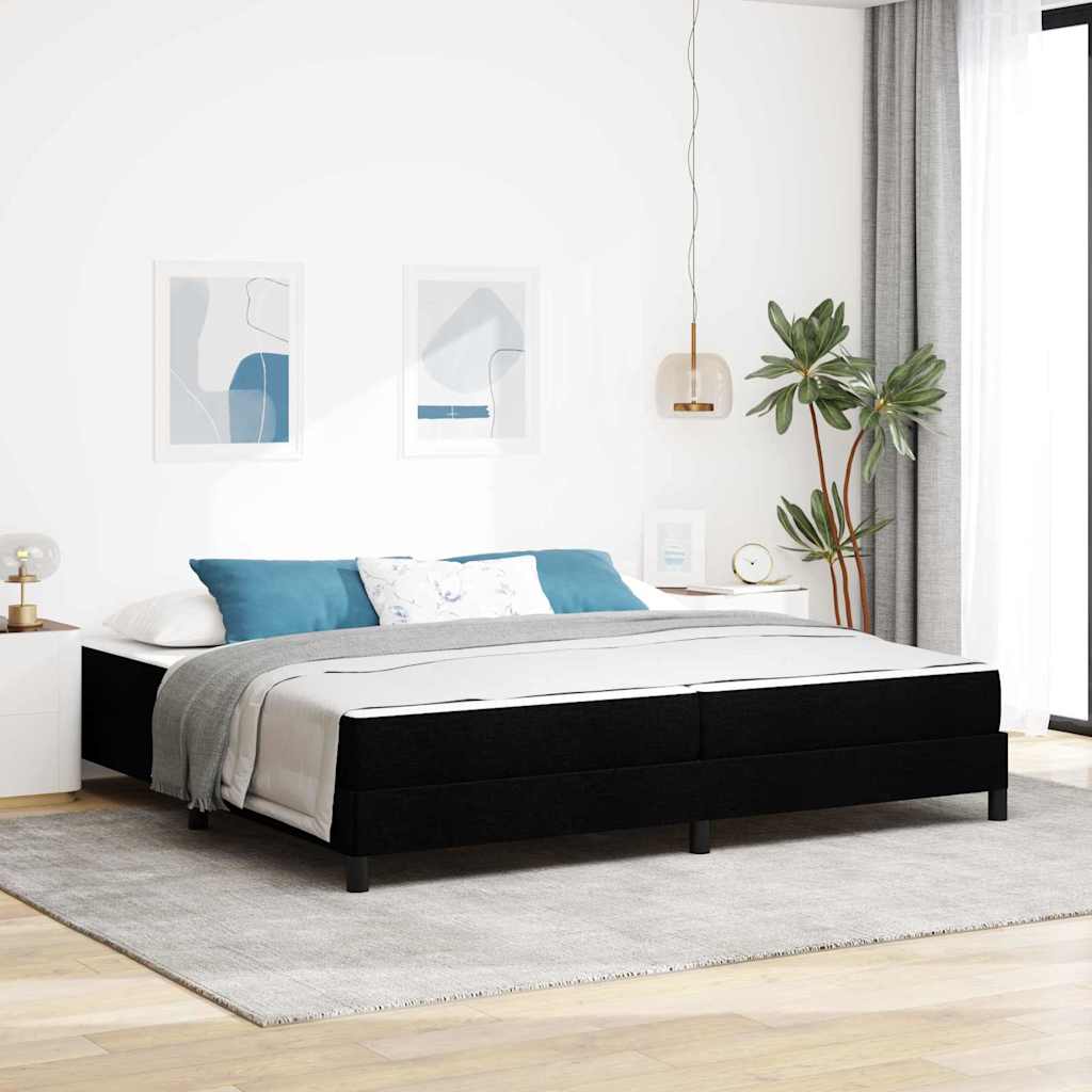 Lit à ressorts avec matelas Noir 200 x 200 cm tissu - XIOS