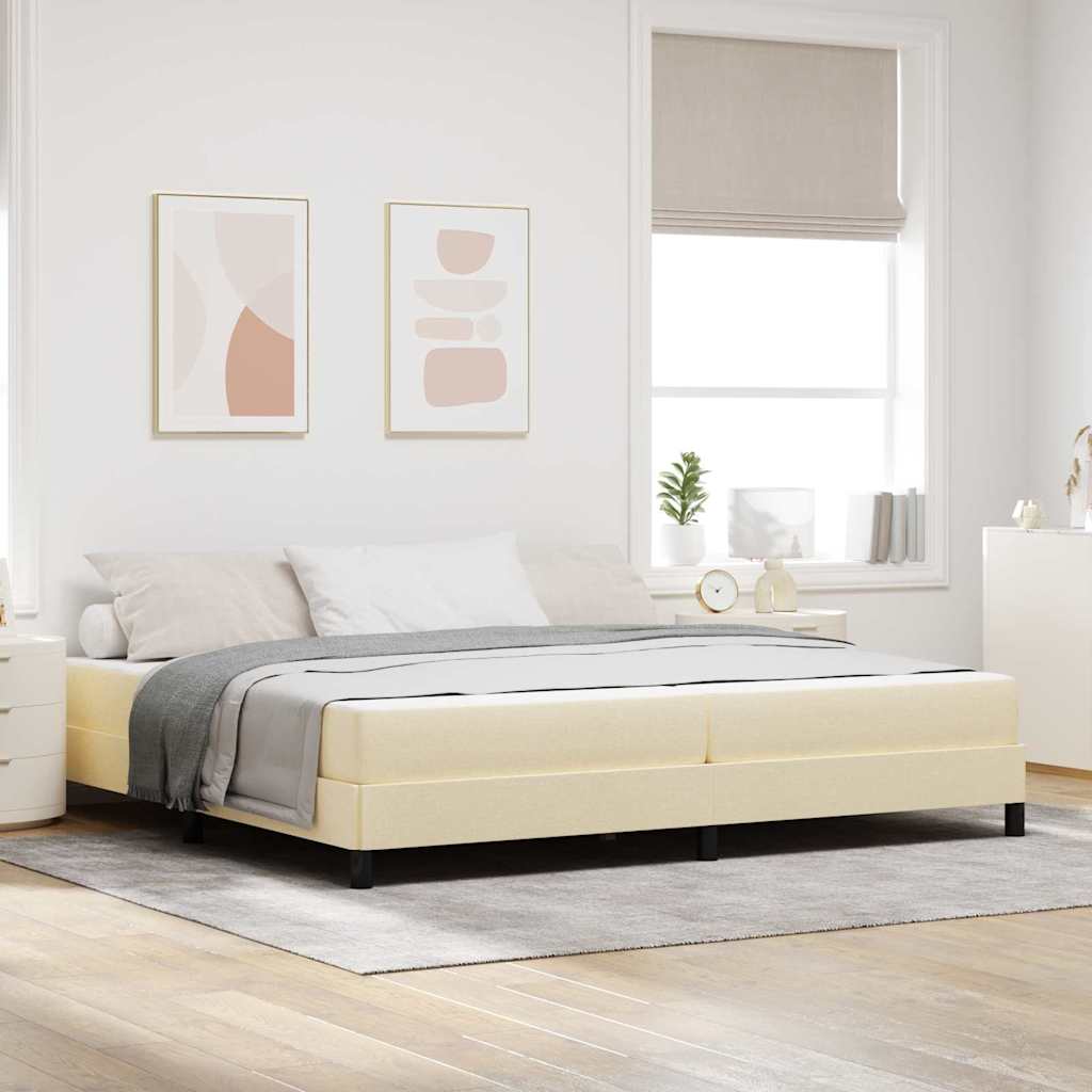 Lit à ressorts avec matelas Crème 200 x 200 cm tissu - XIOS