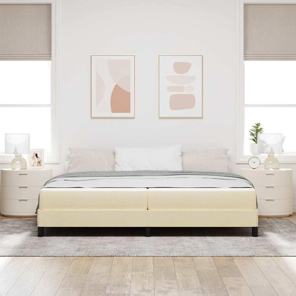 Lit à ressorts avec matelas Crème 200 x 200 cm tissu - XIOS
