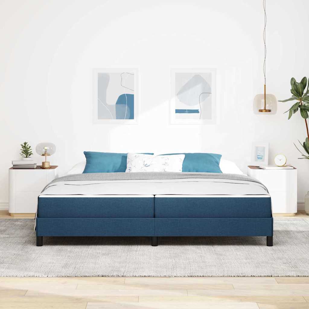 Lit à ressorts avec matelas Bleu 200 x 200 cm tissu - XIOS