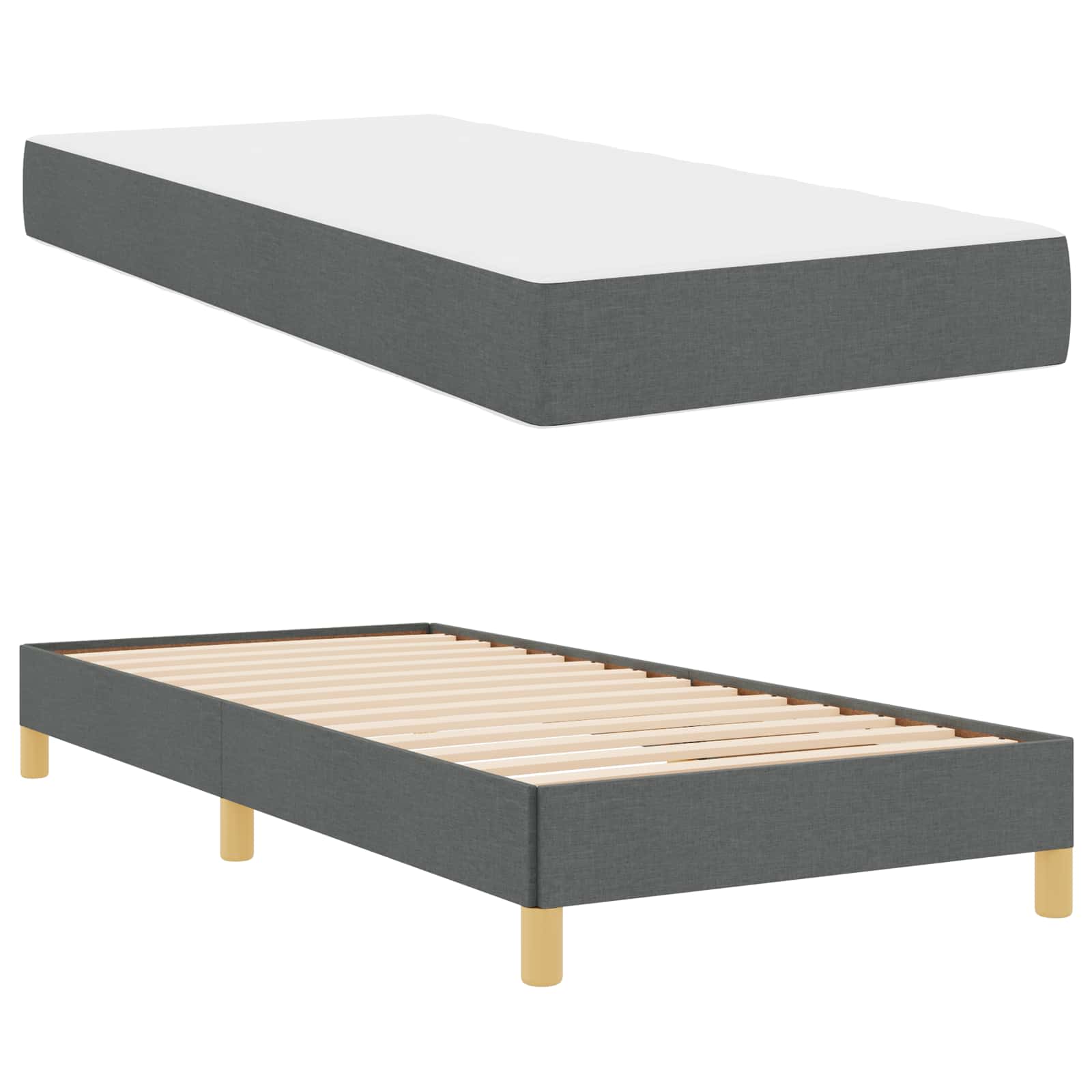 Lit à ressorts avec matelas Gris foncé 80 x 200 cm tissu - XIOS