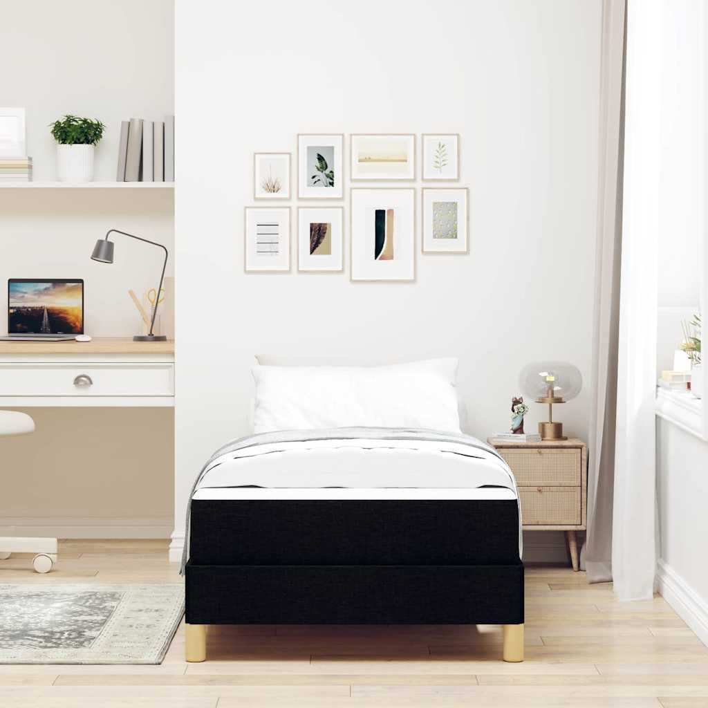 Lit à ressorts avec matelas Noir 80 x 200 cm tissu - XIOS