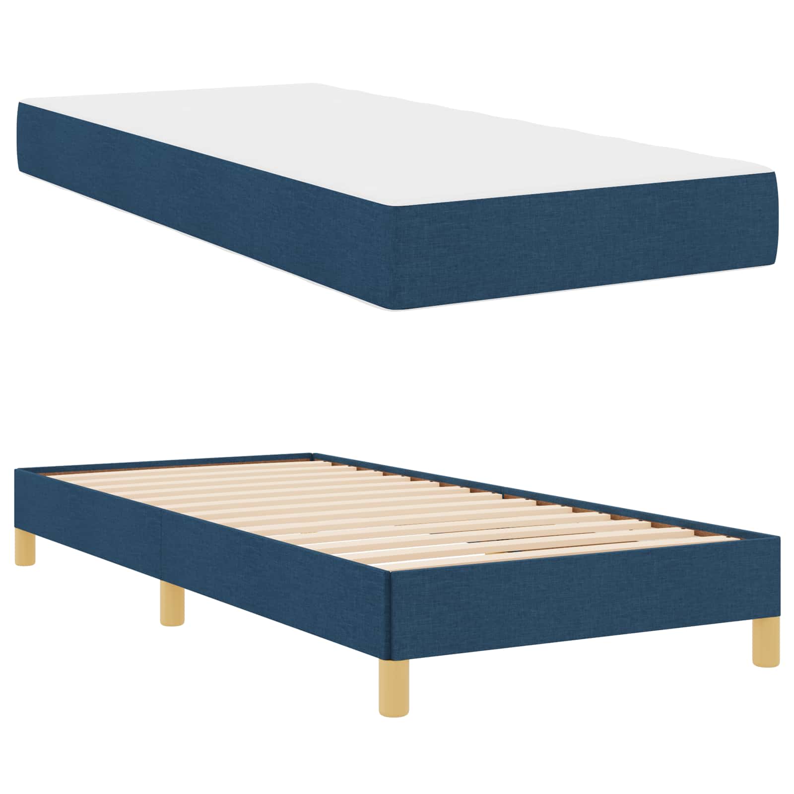 Lit à ressorts avec matelas Bleu 80 x 200 cm tissu - XIOS