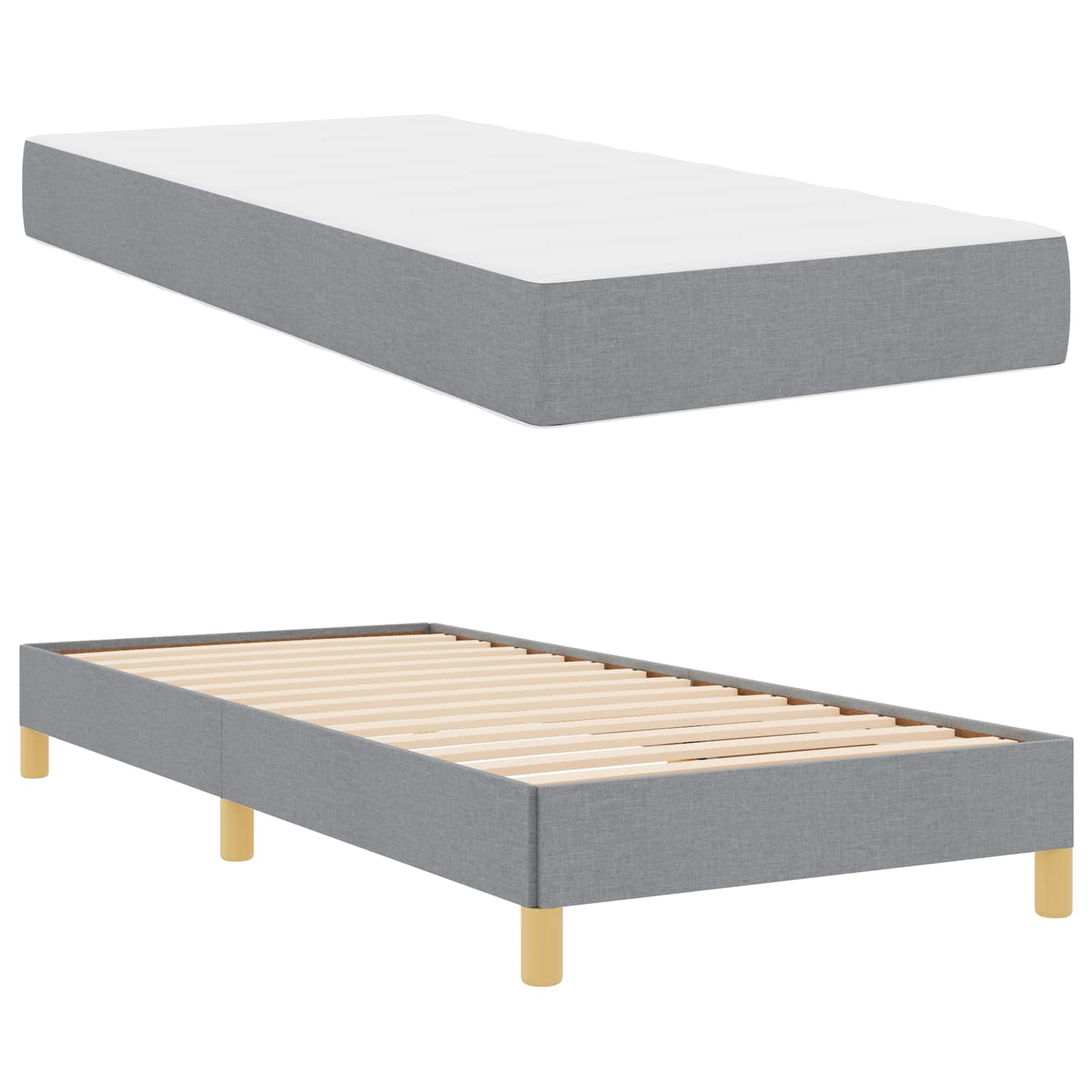Lit à ressorts avec matelas Gris clair 90 x 190 cm tissu - XIOS