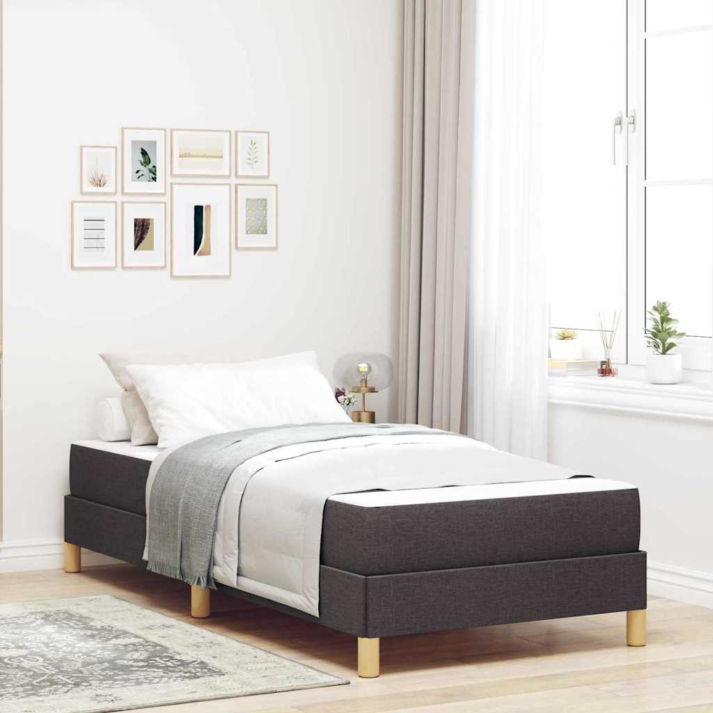 Lit à ressorts avec matelas Marron foncé 90 x 200 cm tissu - XIOS