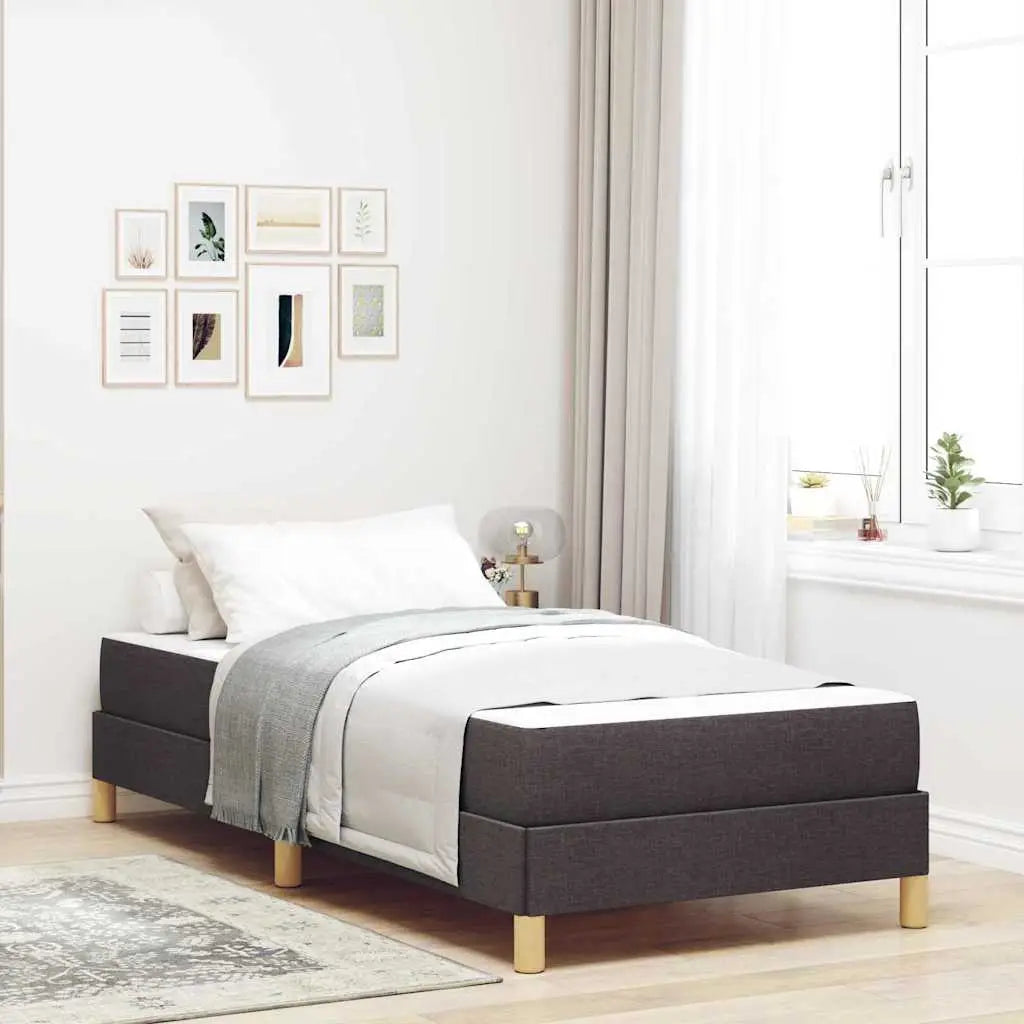 Lit à ressorts avec matelas Marron foncé 90 x 200 cm tissu - XIOS