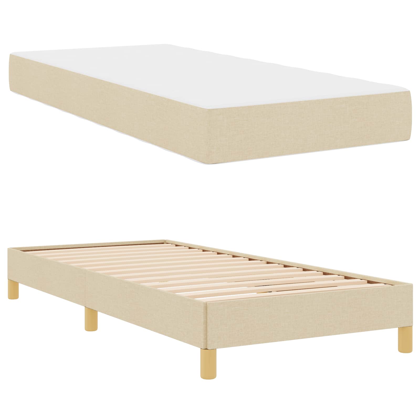 Lit à ressorts avec matelas Crème 90 x 200 cm tissu - XIOS