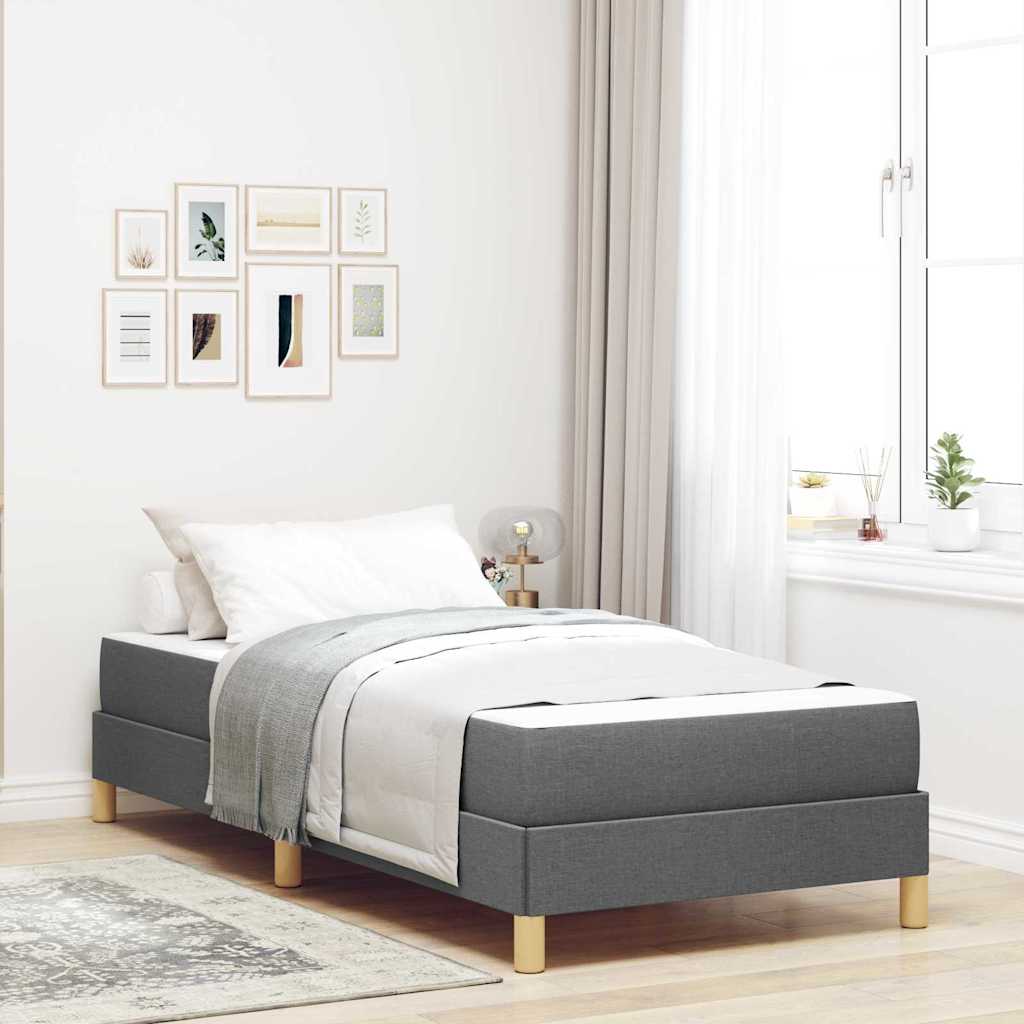 Lit à ressorts avec matelas Gris foncé 100 x 200 cm tissu - XIOS