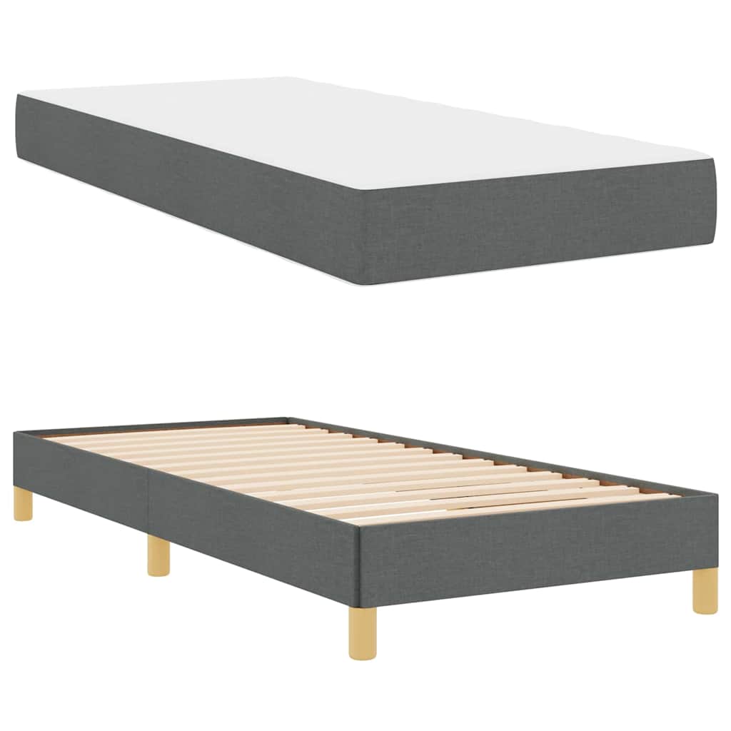 Lit à ressorts avec matelas Gris foncé 100 x 200 cm tissu - XIOS