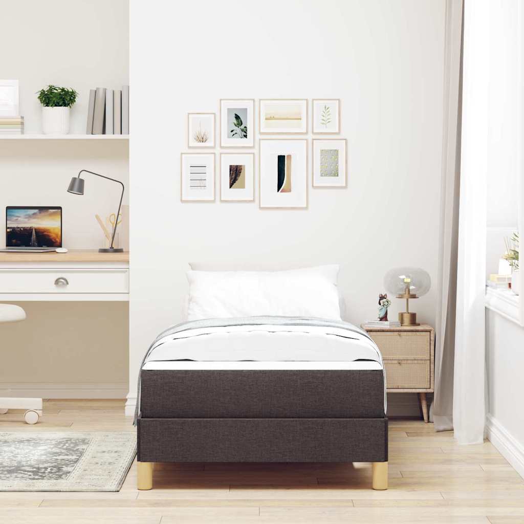 Lit à ressorts avec matelas Marron foncé 100 x 200 cm tissu - XIOS