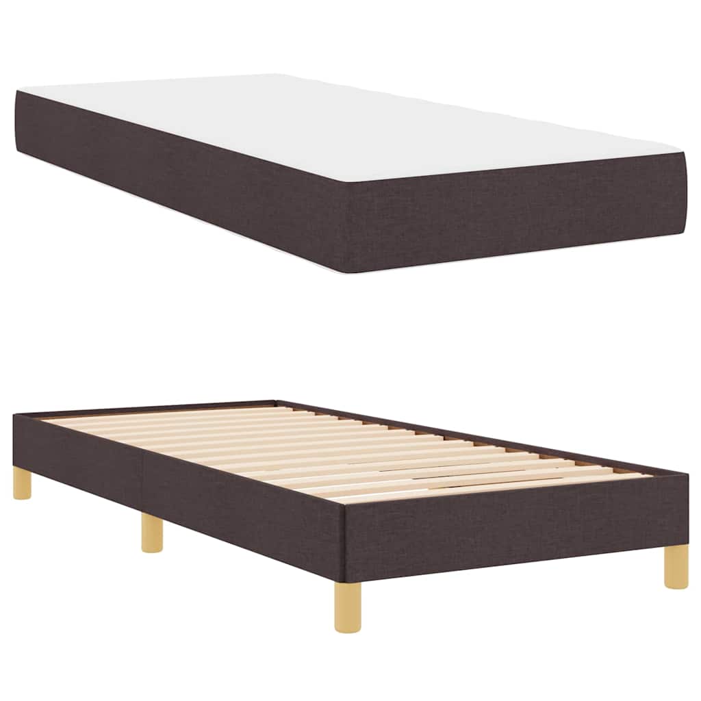 Lit à ressorts avec matelas Marron foncé 100 x 200 cm tissu - XIOS