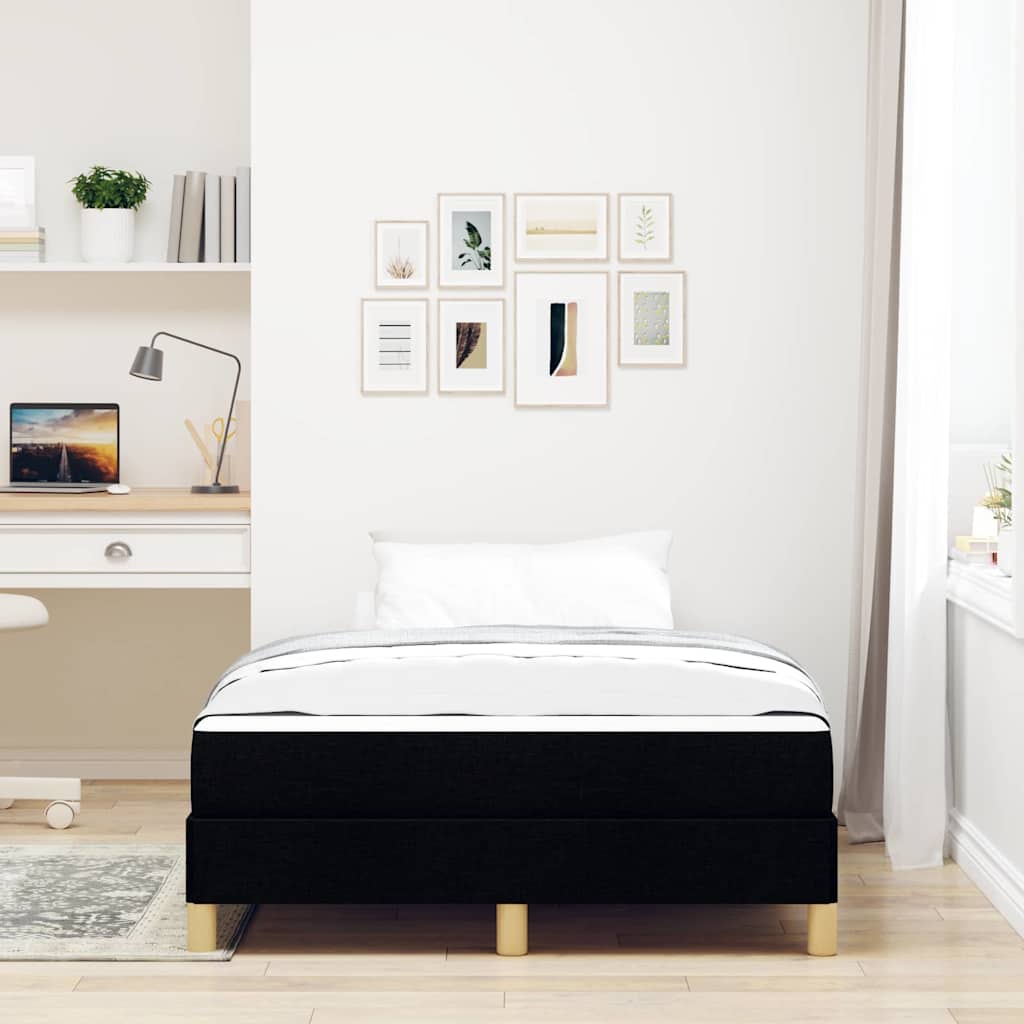Lit à ressorts avec matelas Noir 120 x 190 cm tissu - XIOS