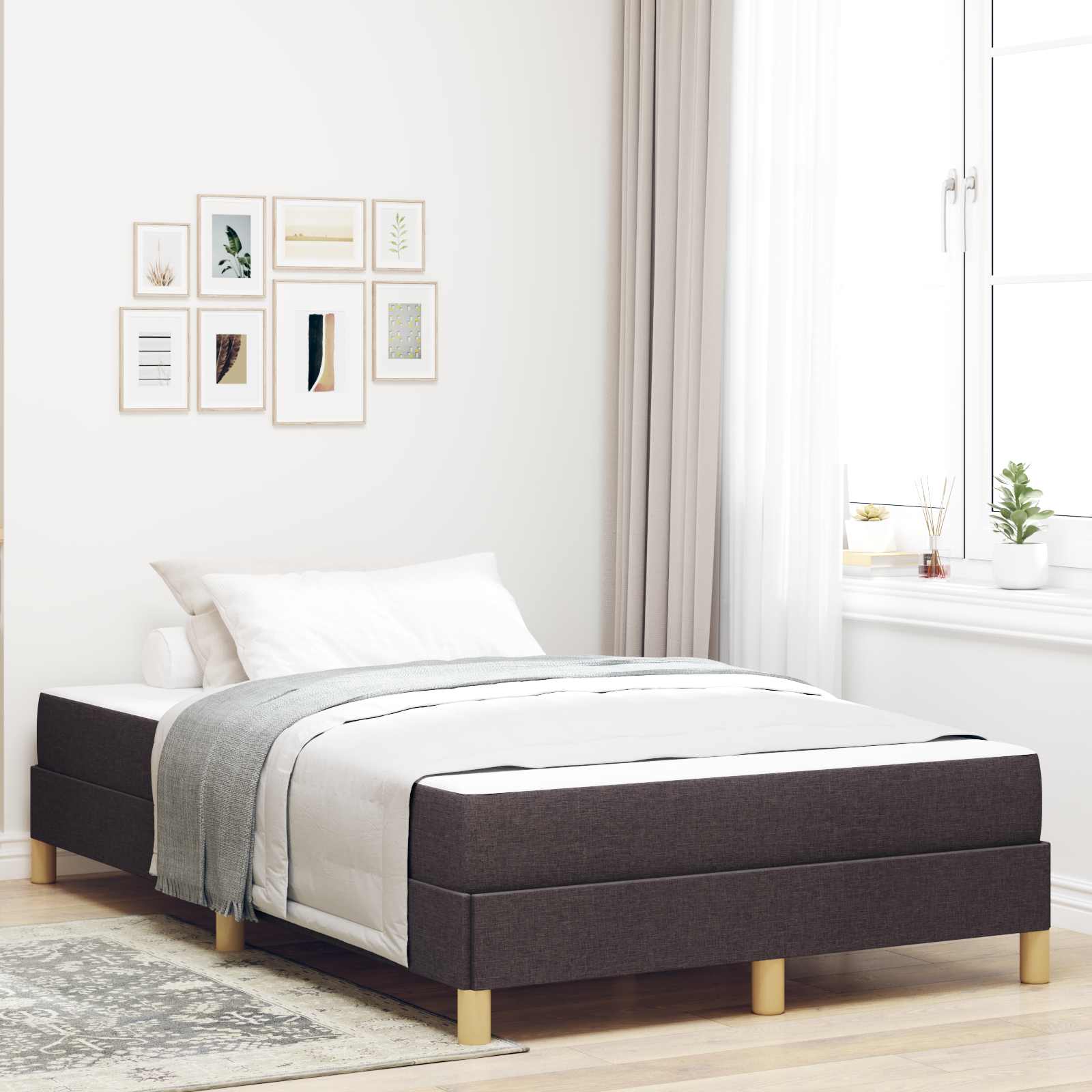 Lit à ressorts avec matelas Marron foncé 120 x 190 cm tissu - XIOS