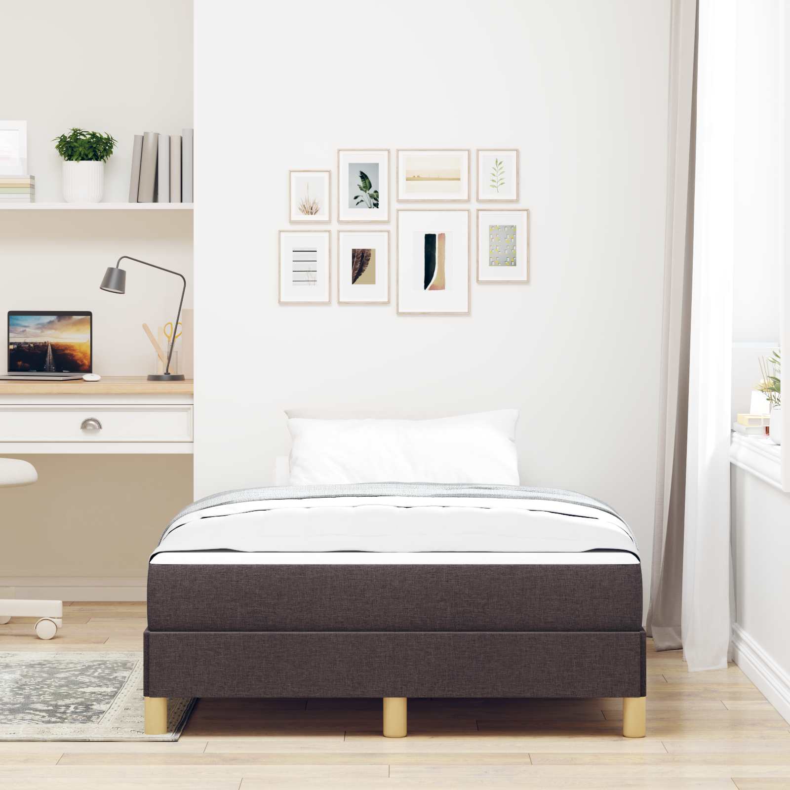 Lit à ressorts avec matelas Marron foncé 120 x 190 cm tissu - XIOS