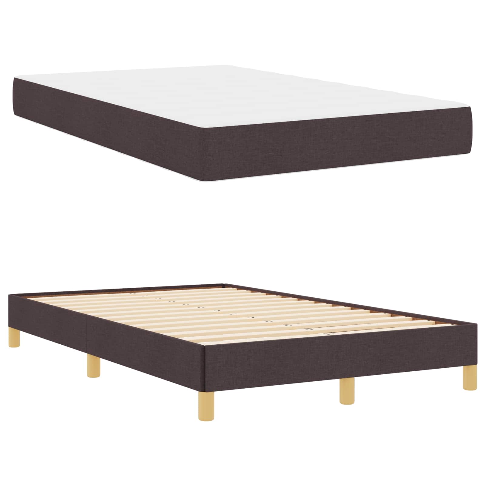 Lit à ressorts avec matelas Marron foncé 120 x 190 cm tissu - XIOS